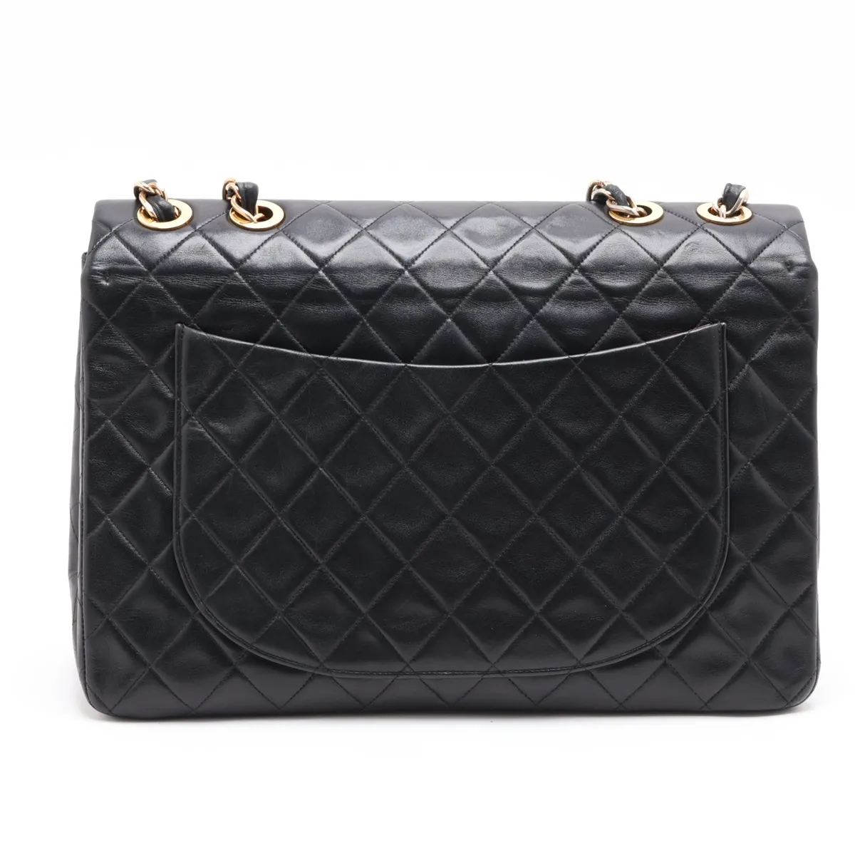 Large Matelassé 34 Maxi Lambskin Double Flap Double Chain Bag, Black with Gold Hardware, 2351850, Series 2, A01094 — view 2