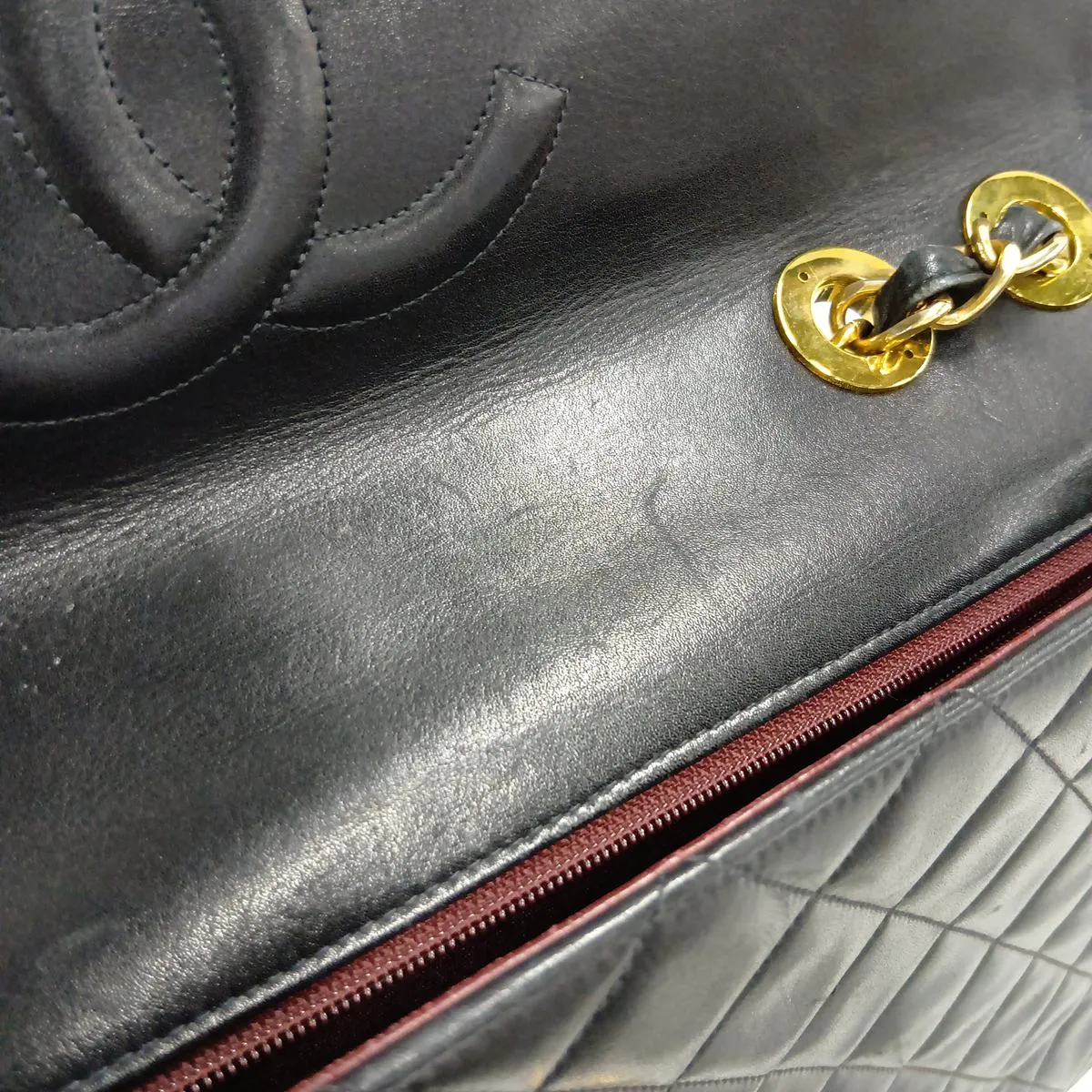 Large Matelassé 34 Maxi Lambskin Double Flap Double Chain Bag, Black with Gold Hardware, 2351850, Series 2, A01094 — view 13