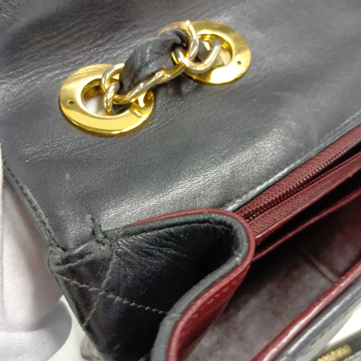 Large Matelassé 34 Maxi Lambskin Double Flap Double Chain Bag, Black with Gold Hardware, 2351850, Series 2, A01094 — view 14