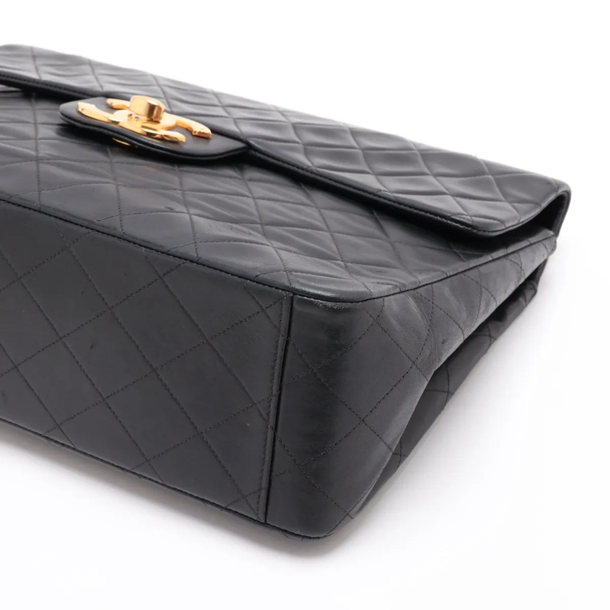 Large Matelassé 34 Maxi Lambskin Double Flap Double Chain Bag, Black with Gold Hardware, 2351850, Series 2, A01094 — view 3