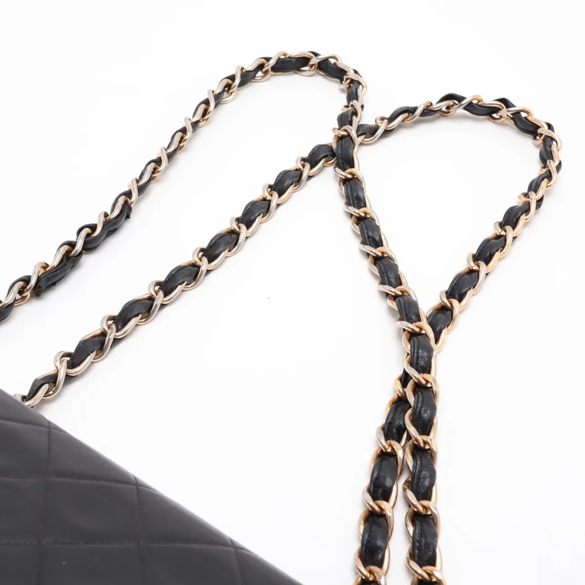Large Matelassé 34 Maxi Lambskin Double Flap Double Chain Bag, Black with Gold Hardware, 2351850, Series 2, A01094 — view 5
