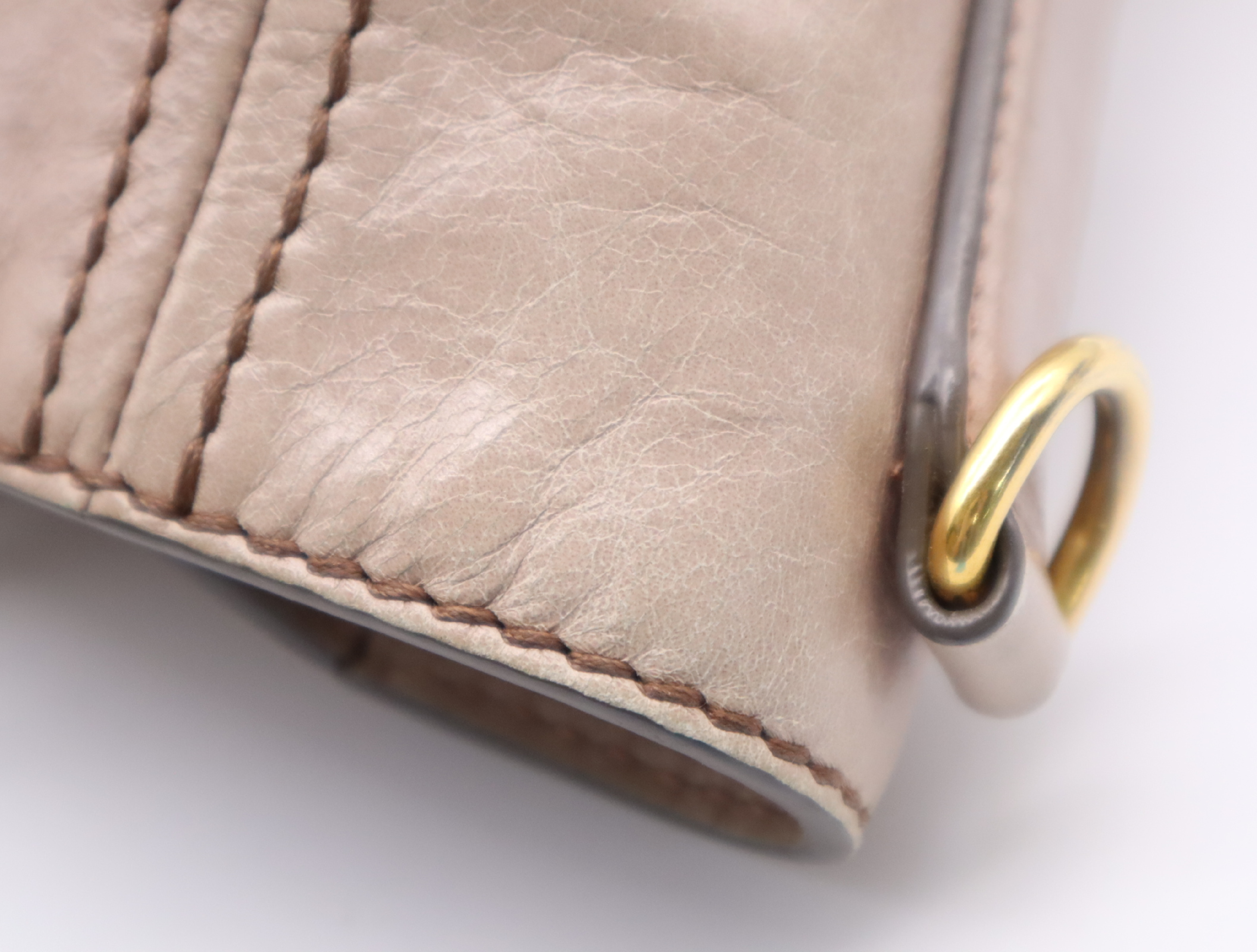 Leather Tote Bag, Pink Beige, Gold Hardware — view 11