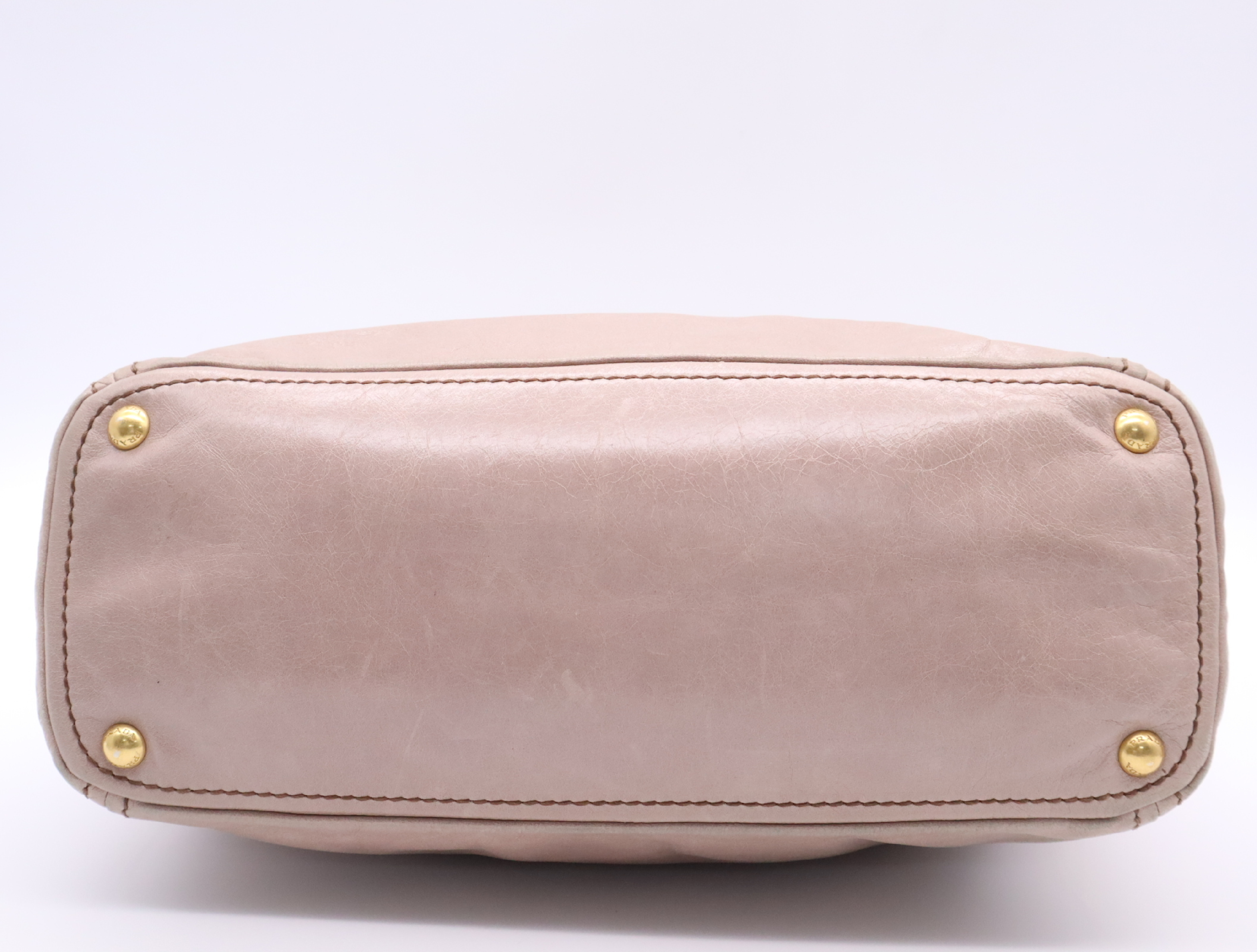 Leather Tote Bag, Pink Beige, Gold Hardware — view 4