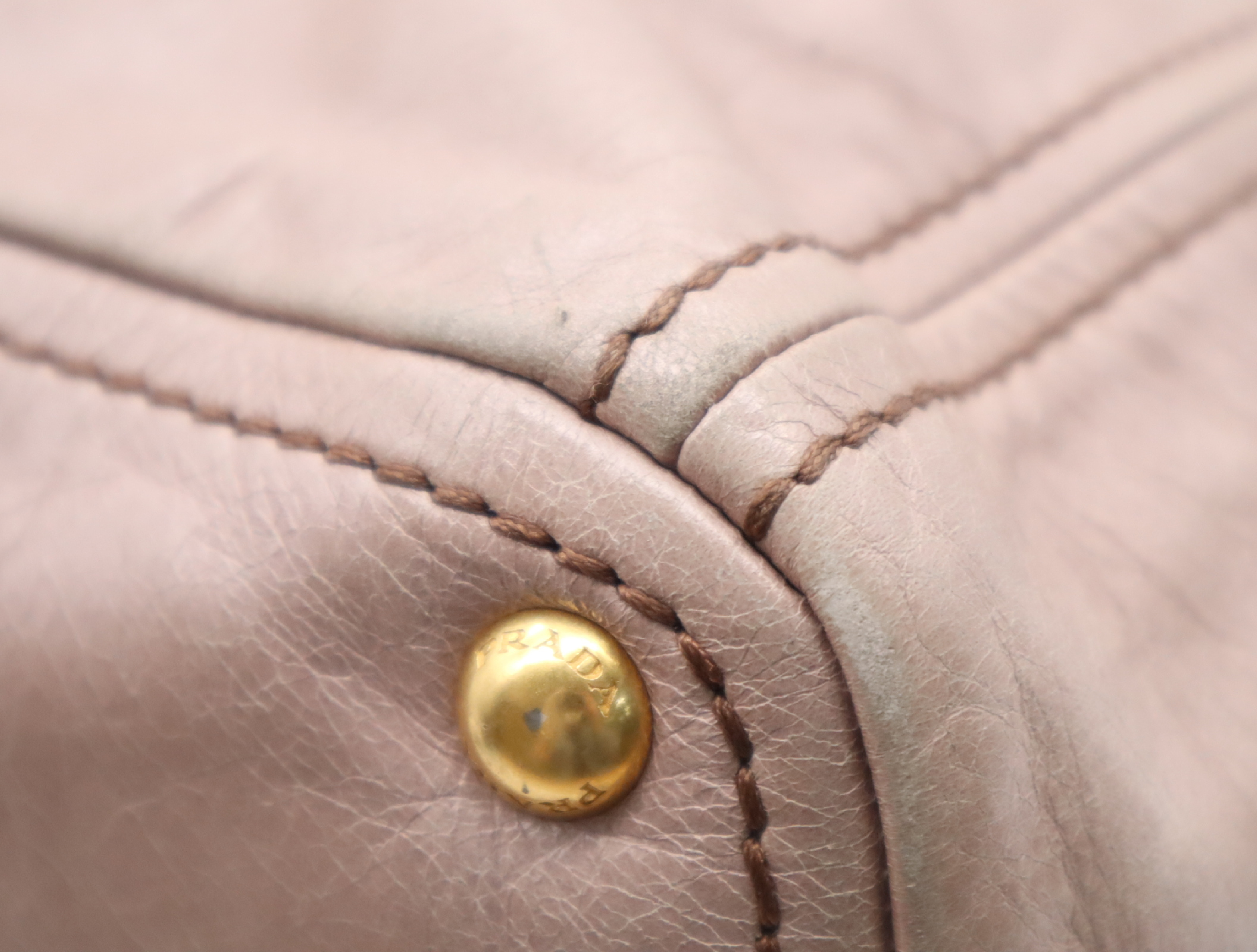 Leather Tote Bag, Pink Beige, Gold Hardware — view 7