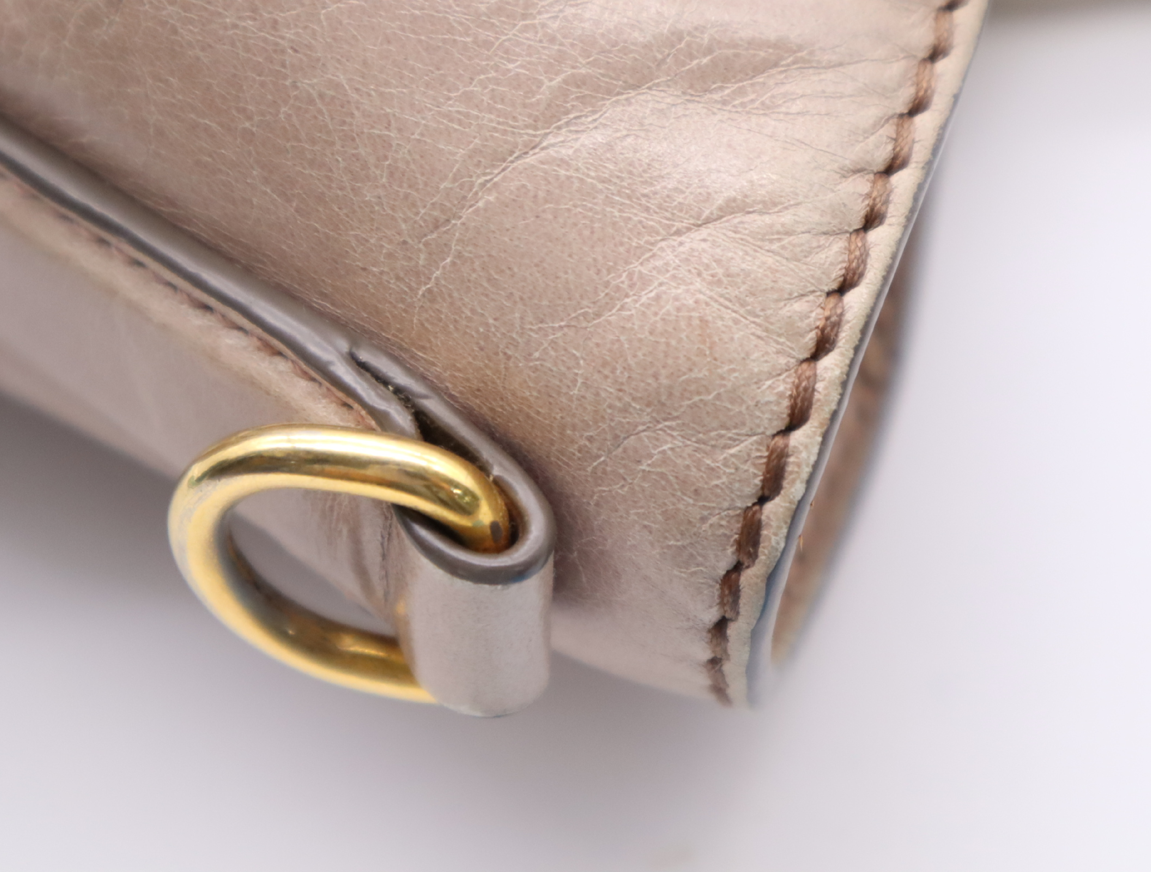 Leather Tote Bag, Pink Beige, Gold Hardware — view 8