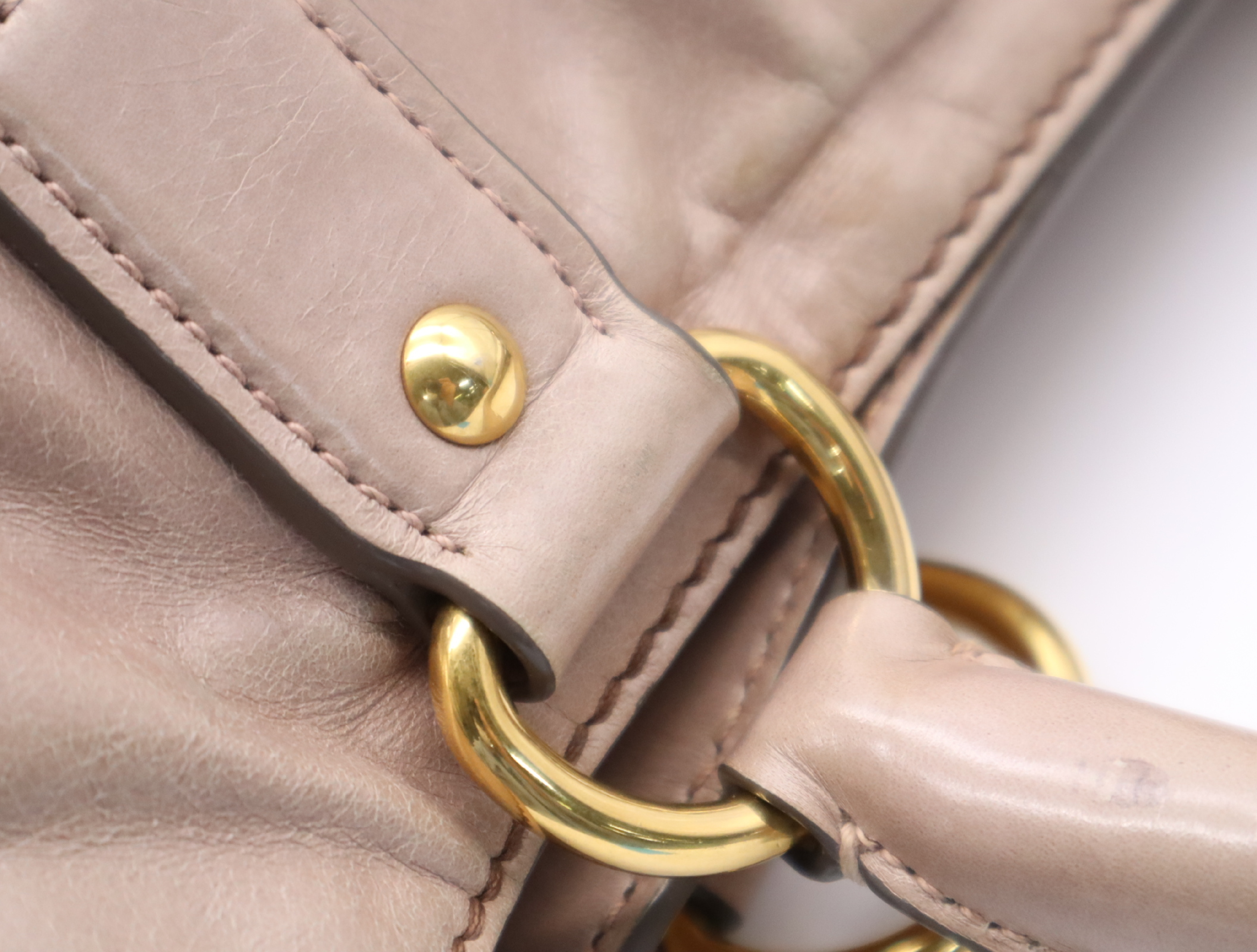 Leather Tote Bag, Pink Beige, Gold Hardware — view 9