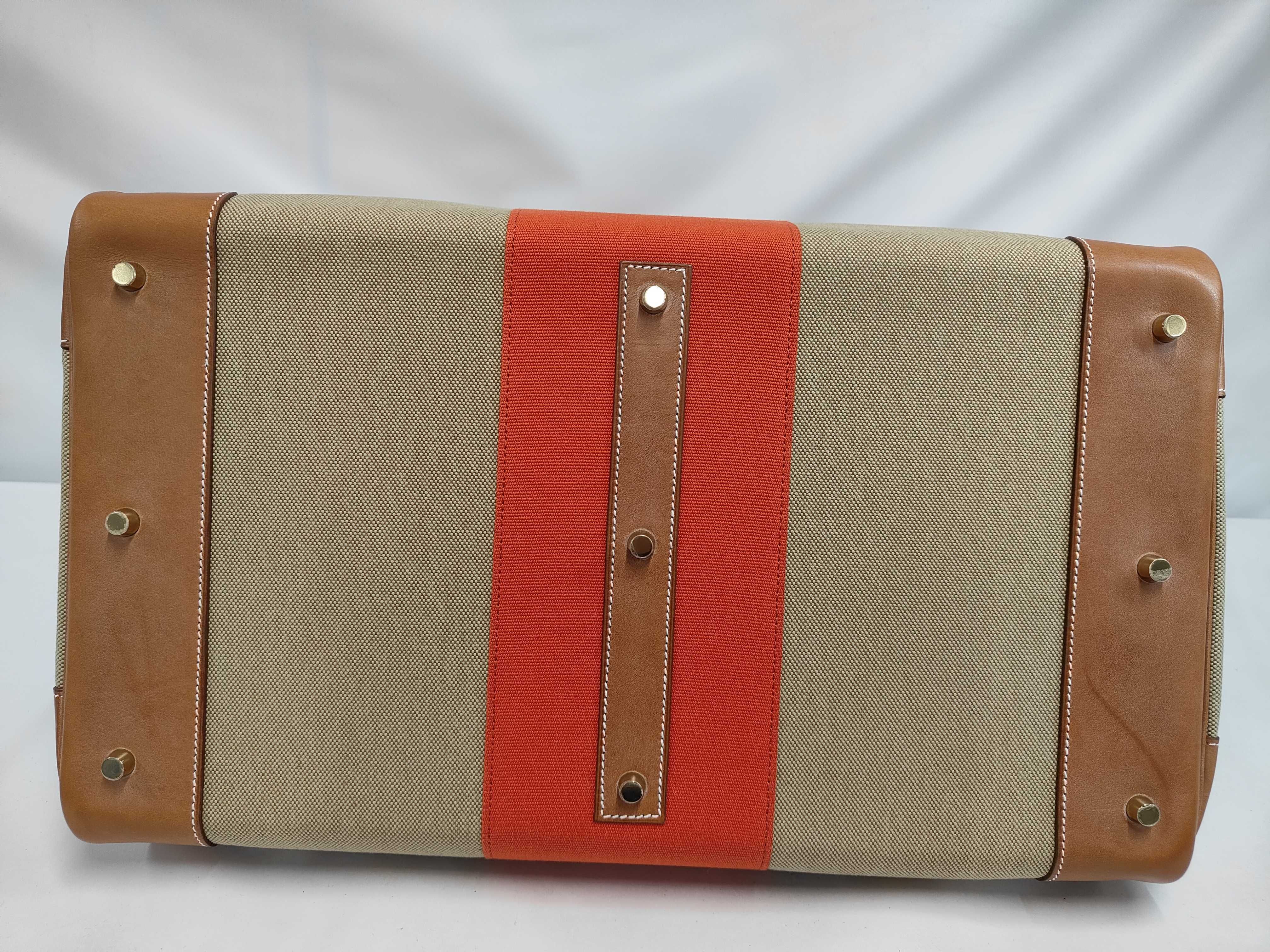 Haut à Courroies 50 Flag Canvas Brown Two-Tone Gold Hardware R Handbag — view 4
