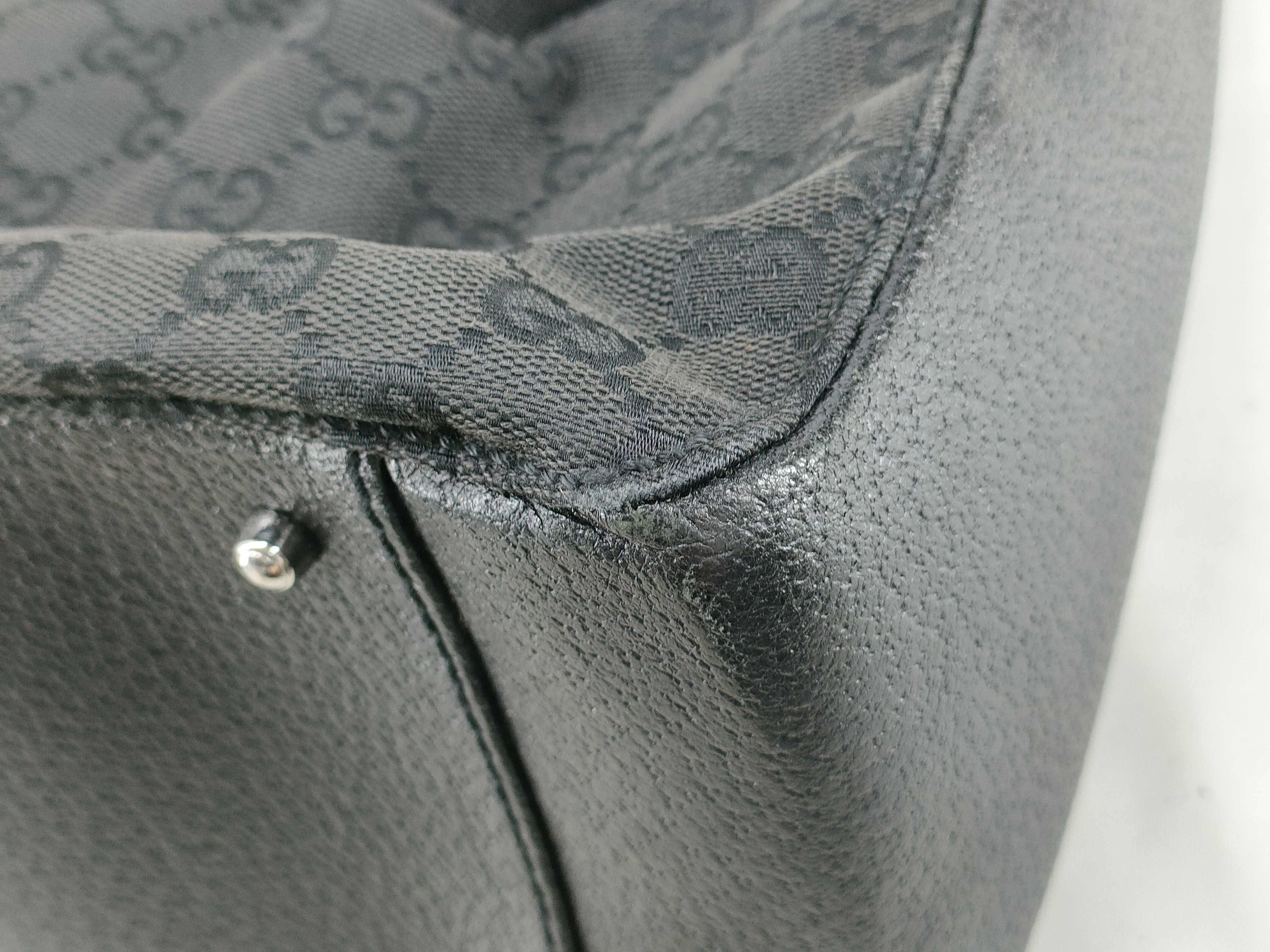 GG Canvas Leather Handle Shoulder Tote Bag (Black) — view 4