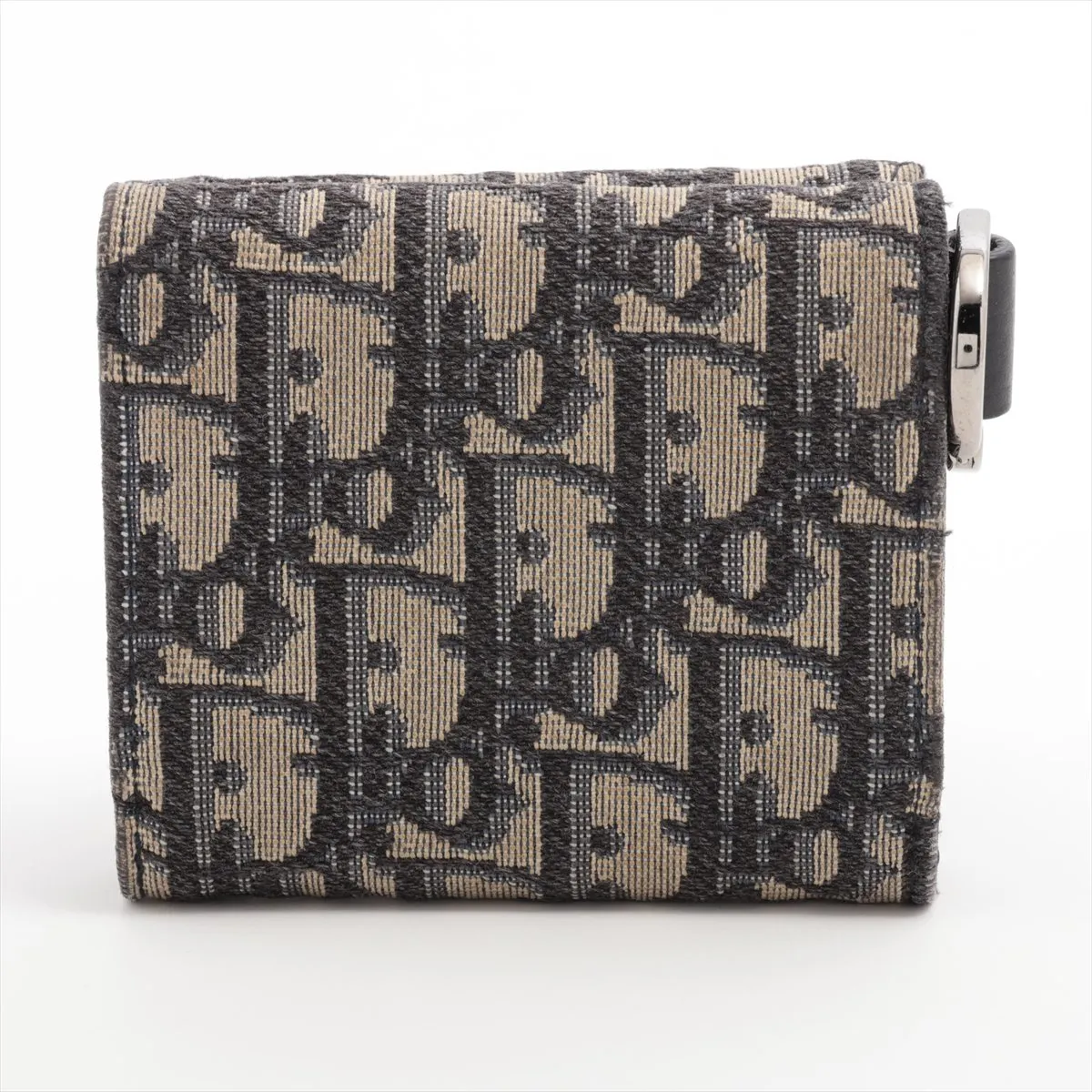 Oblique Jacquard Canvas x Leather Compact Wallet Beige x Black — view 2