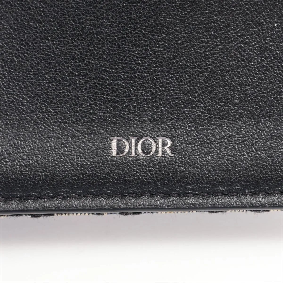 Oblique Jacquard Canvas x Leather Compact Wallet Beige x Black — view 8