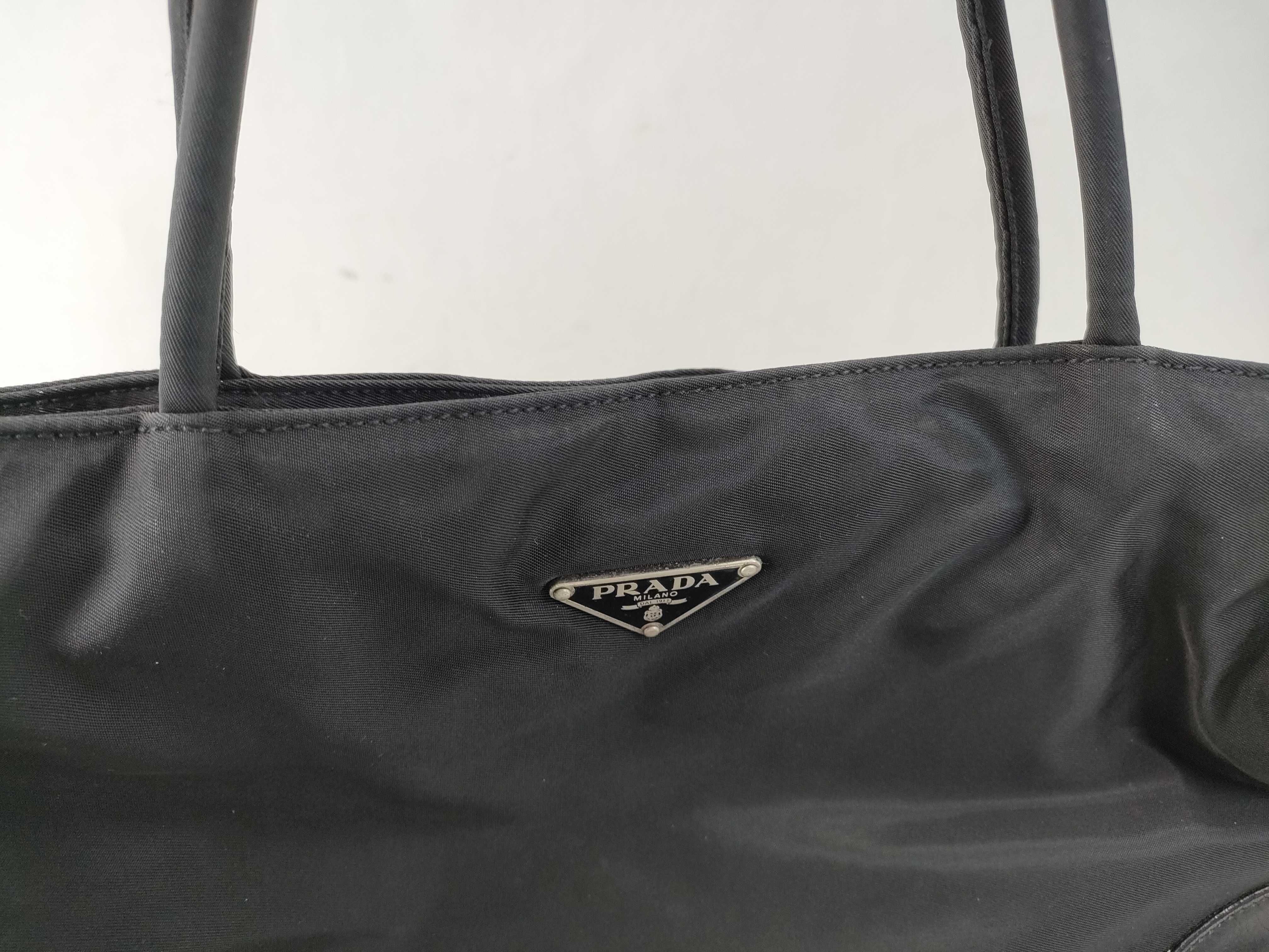Nylon x Leather Handbag, Black — view 4