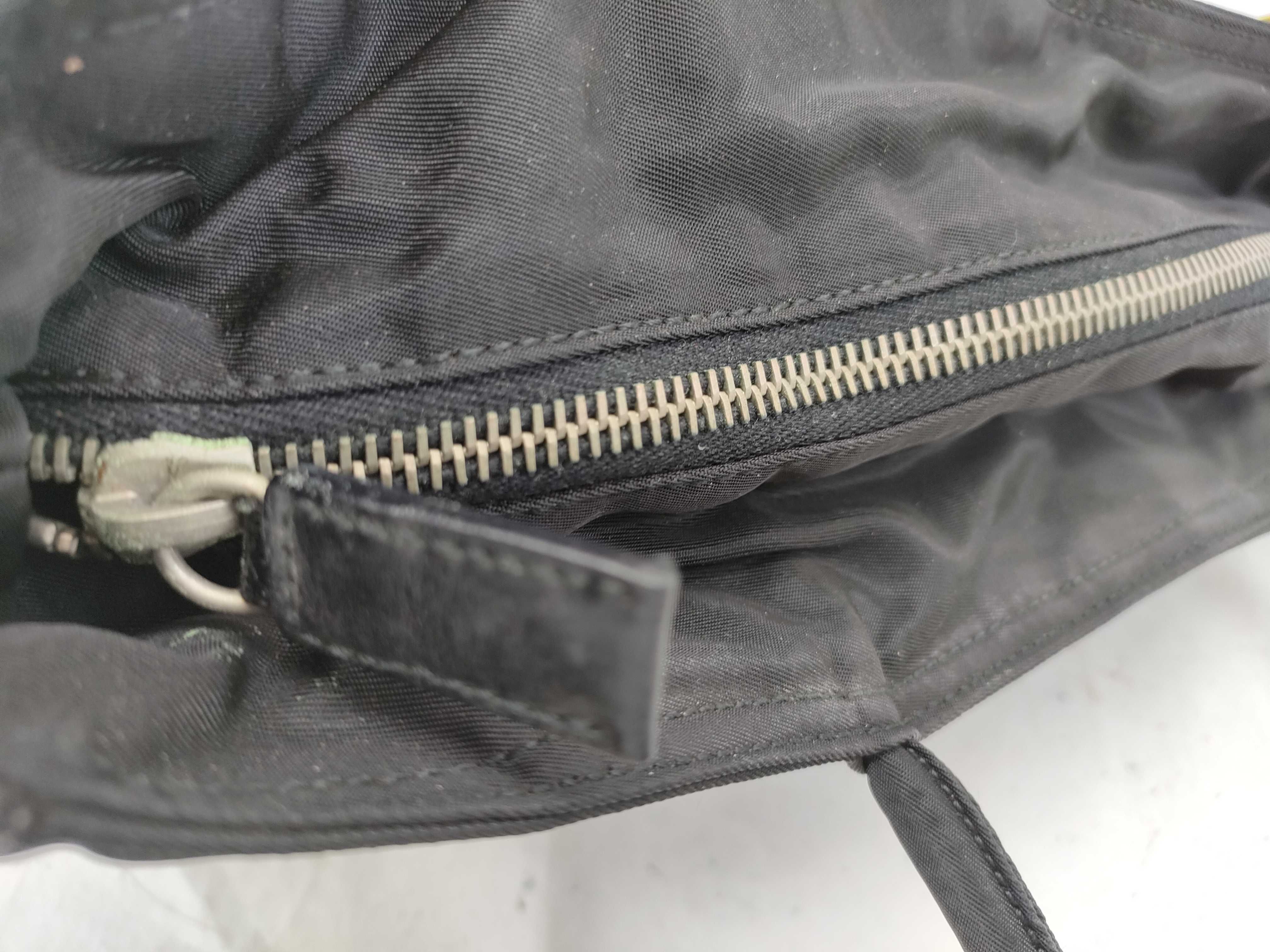 Nylon x Leather Handbag, Black — view 5