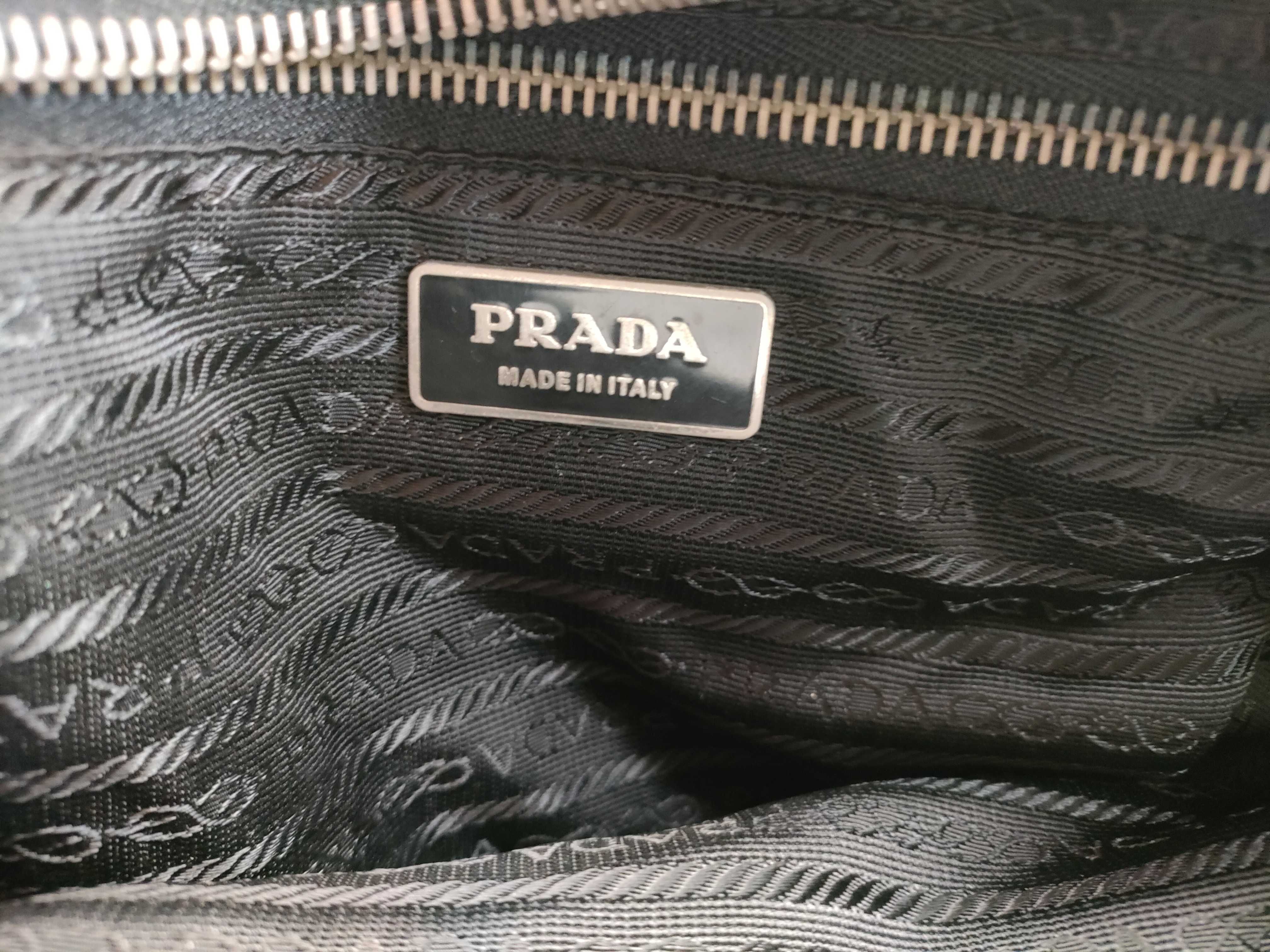 Nylon x Leather Handbag, Black — view 7