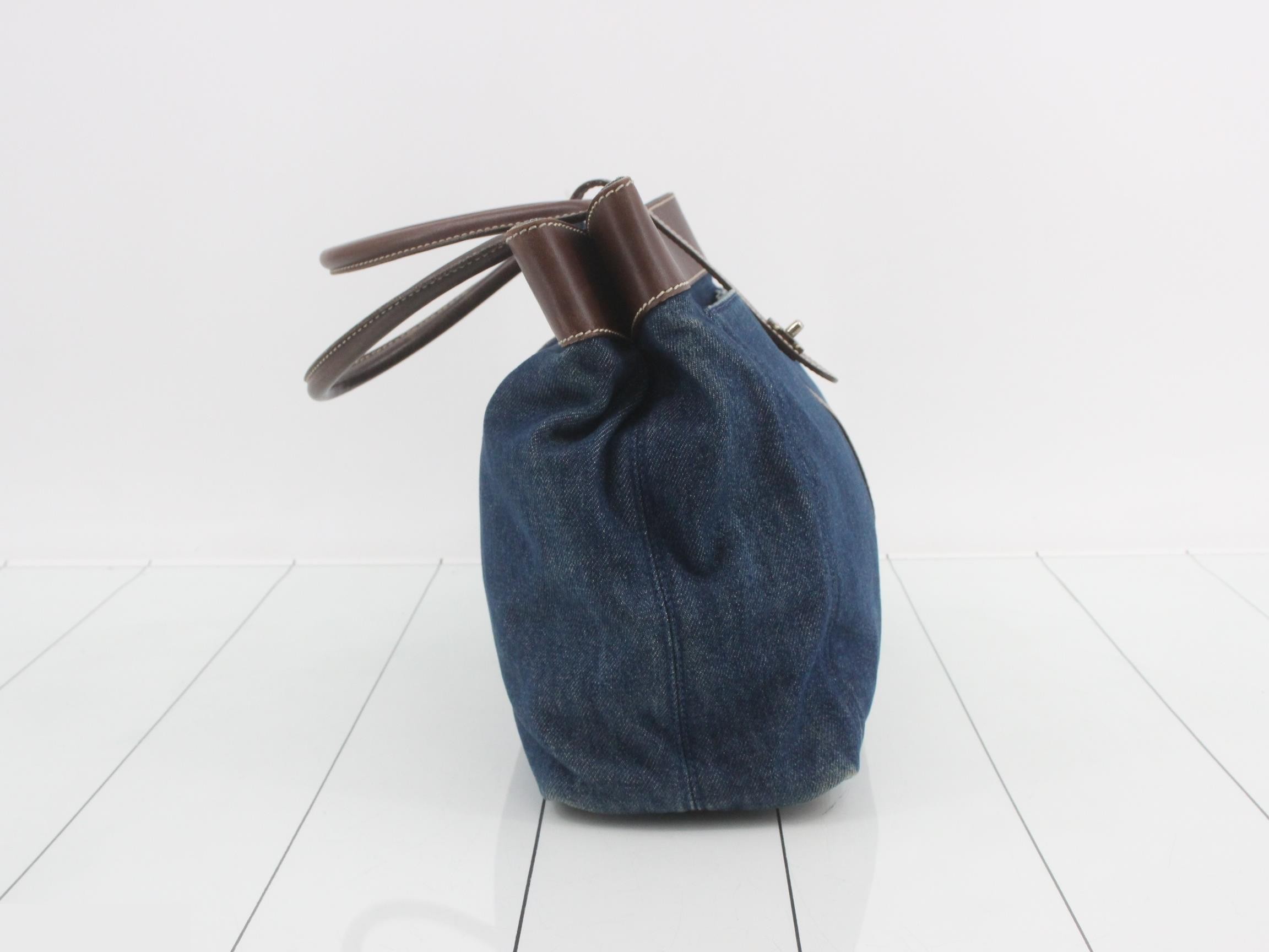 Turnlock Denim Tote Bag — view 4