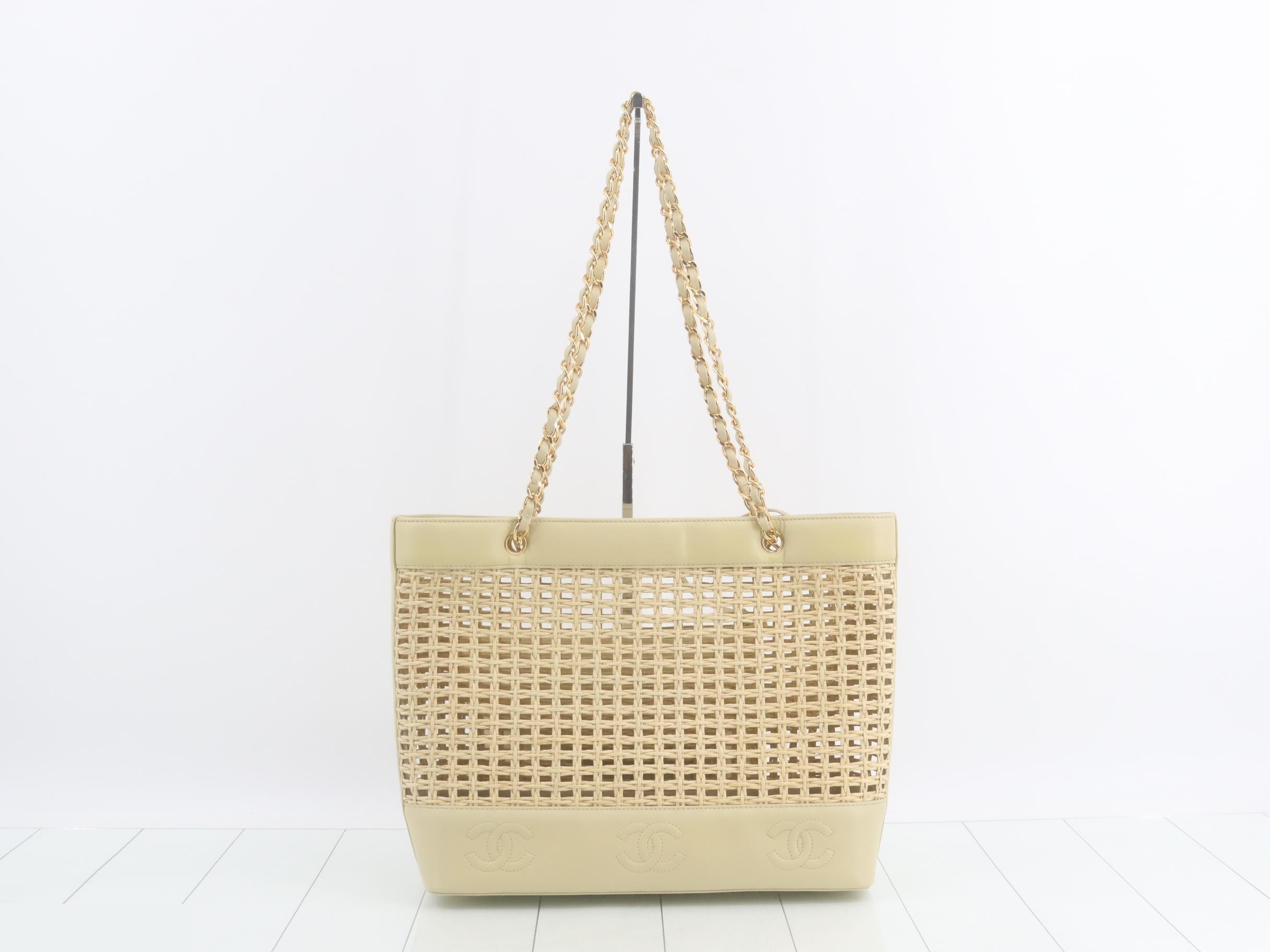 Triple Coco Mark Leather Chain Tote with Pouch — view 2