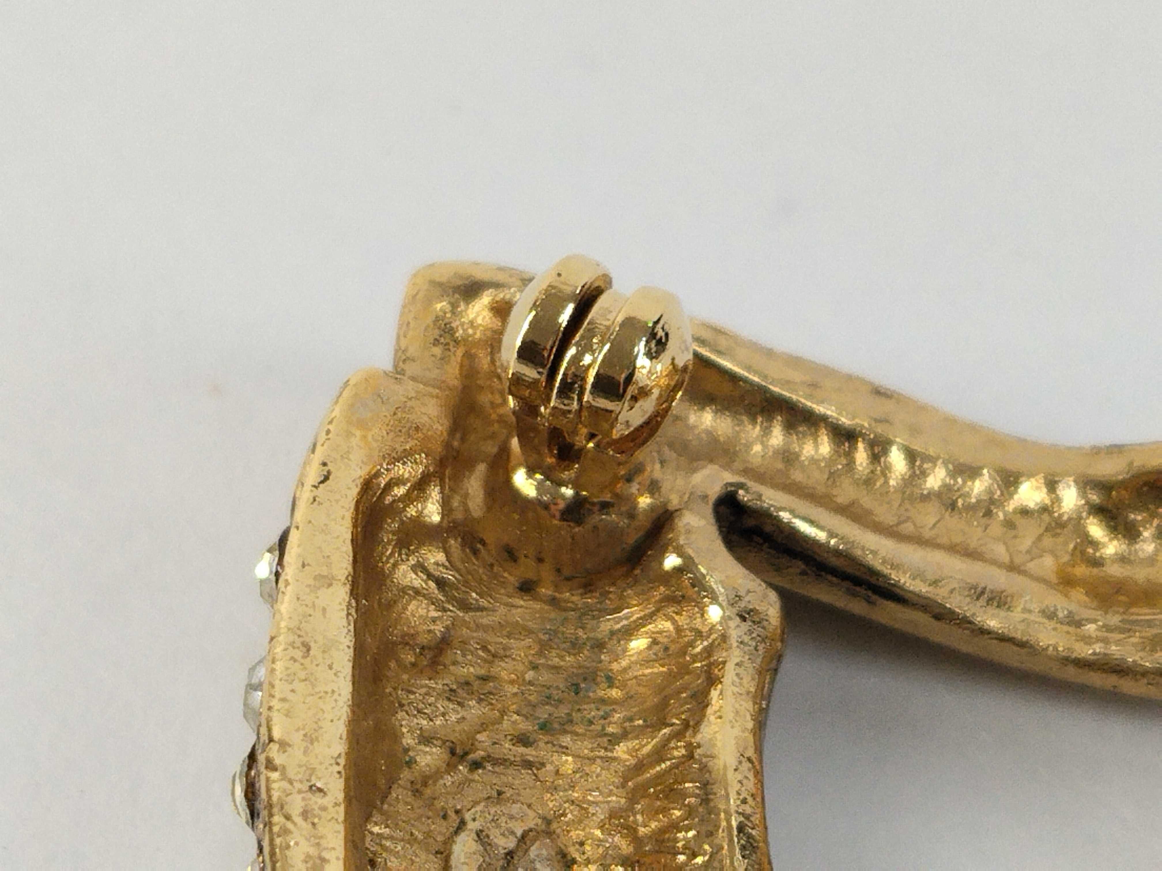 Square Vintage Rhinestone Gold Brooch — view 5