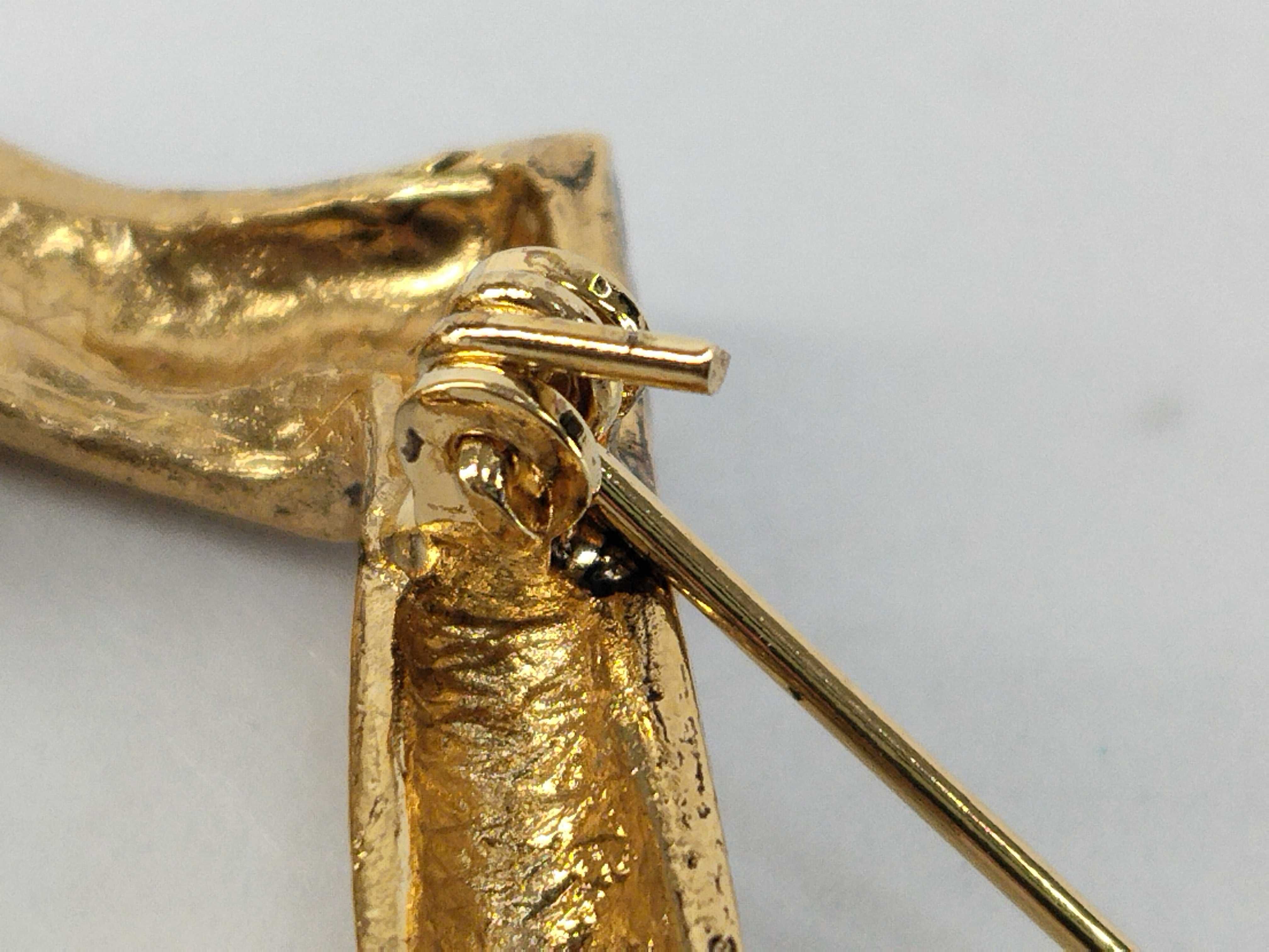 Square Vintage Rhinestone Gold Brooch — view 6
