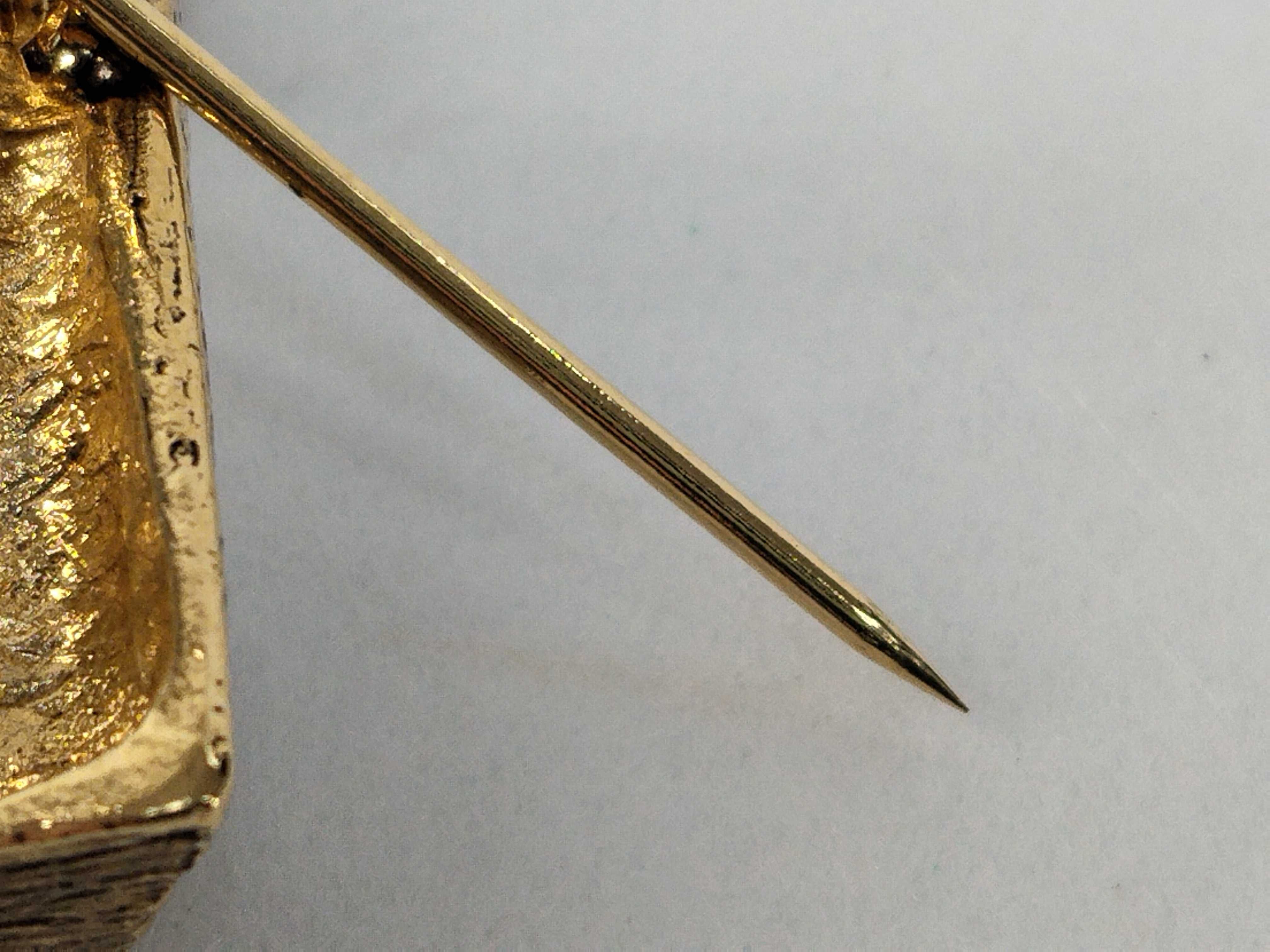 Square Vintage Rhinestone Gold Brooch — view 7