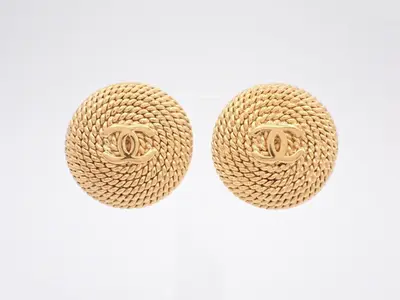 Earrings with Coco Mark design, gold.