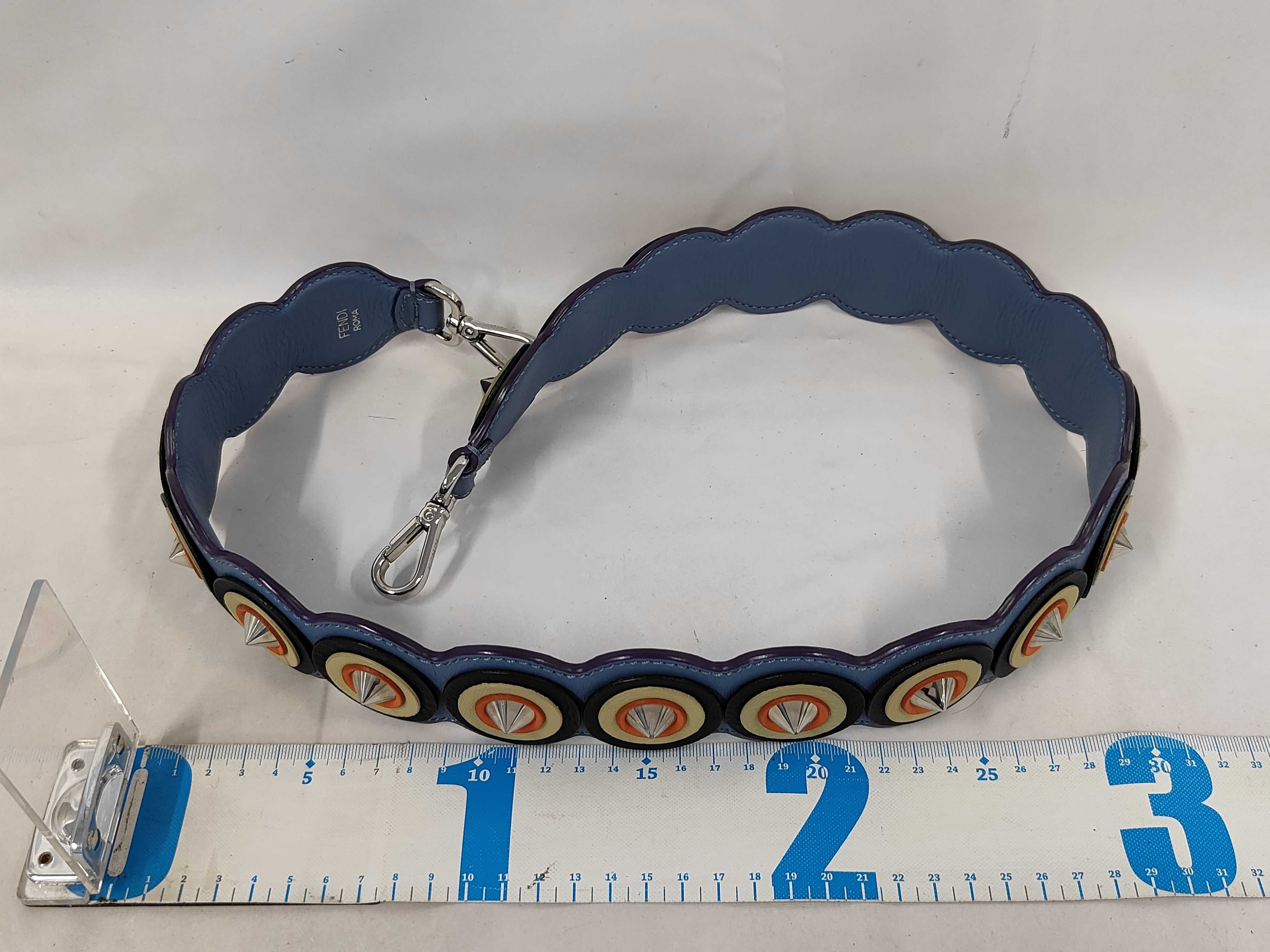 Strap You Studded Light Blue Multicolor Leather Shoulder Strap — view 3