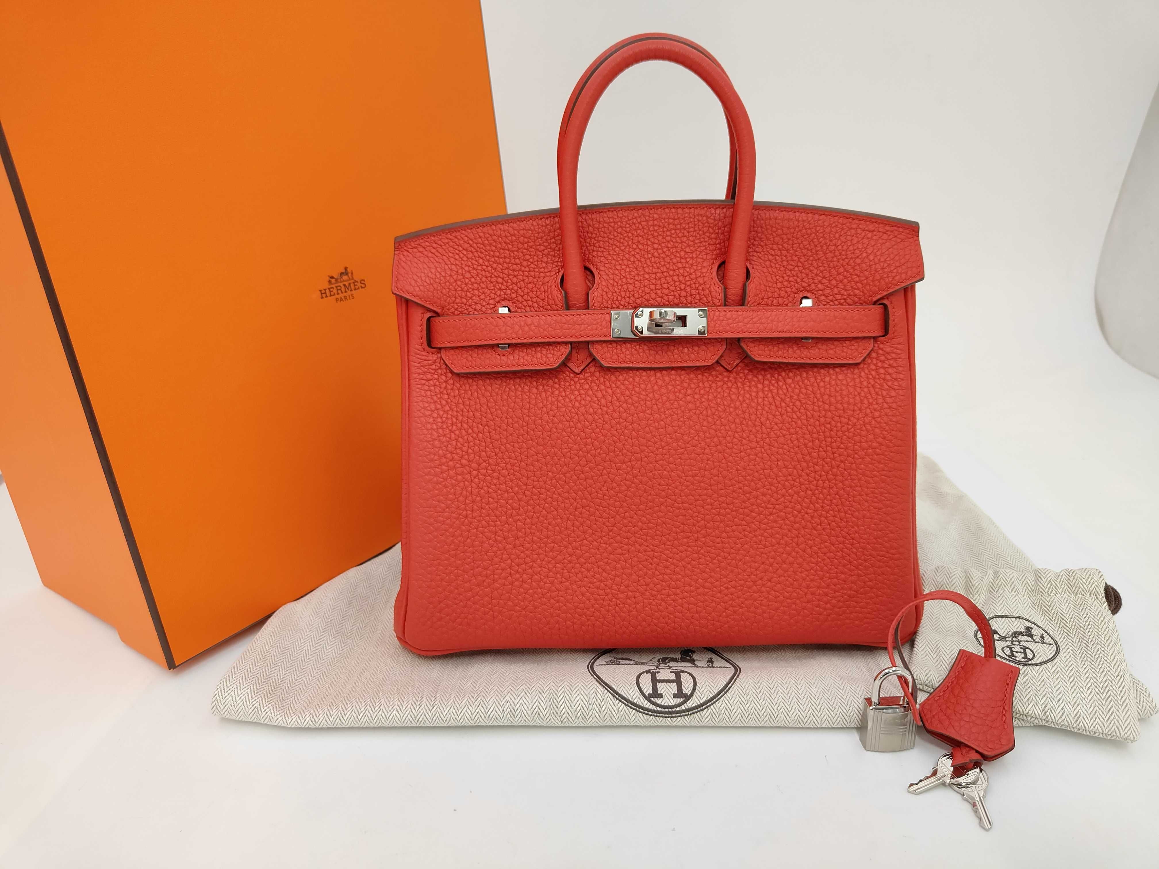 Birkin 25 Rouge Ladue Togo Silver Hardware K Stamp Handbag