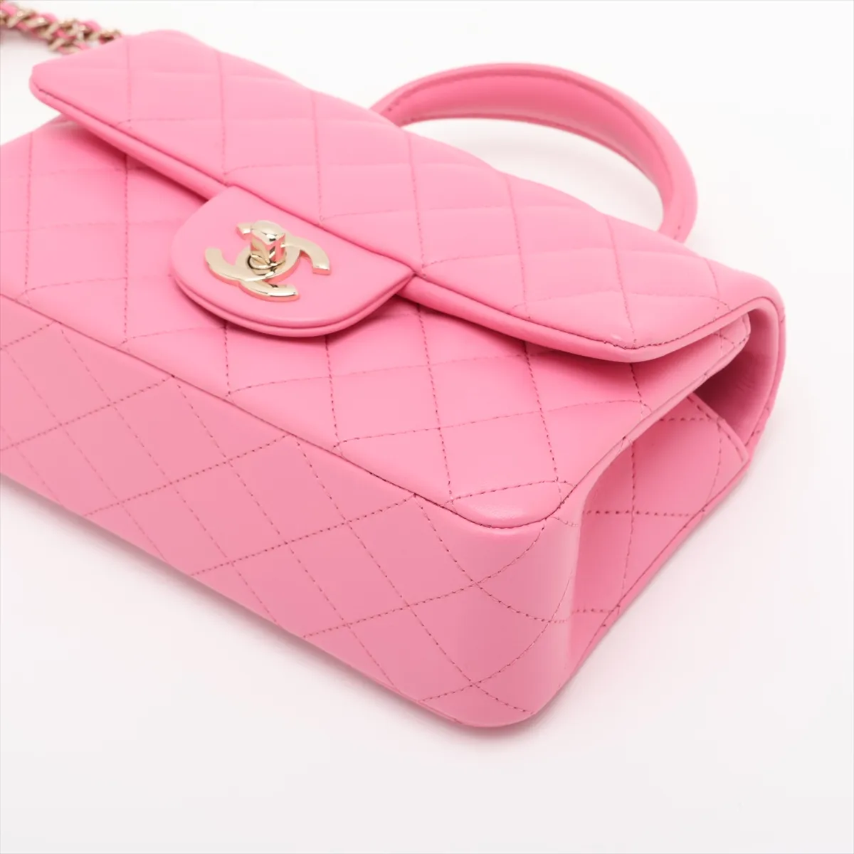 [Individually packaged] Chanel Matelassé Lambskin 2-Way Handbag, Top Handle, Pink, Gold Hardware, GX4TU58C, Random Plate — view 3