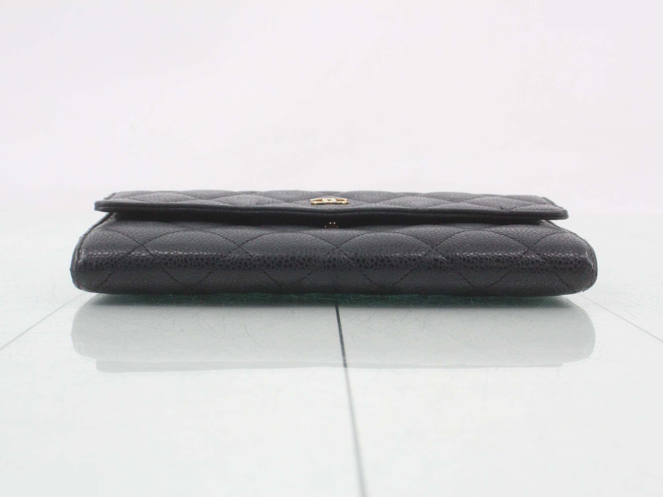 Matelassé long wallet, caviar leather, gold hardware, black — view 3