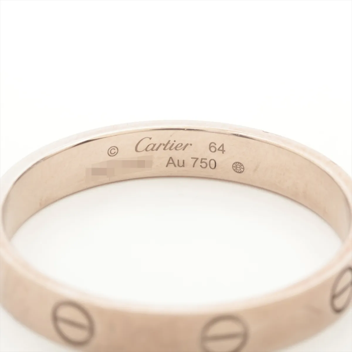 Mini Love Ring, 750 (WG), 4.0g, Size 64, Item No. 691FCW. Features: dents, — view 3