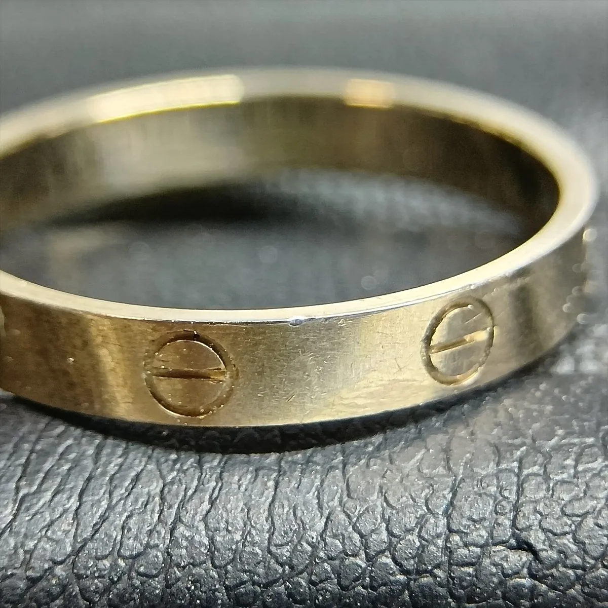 Mini Love Ring, 750 (WG), 4.0g, Size 64, Item No. 691FCW. Features: dents, — view 6