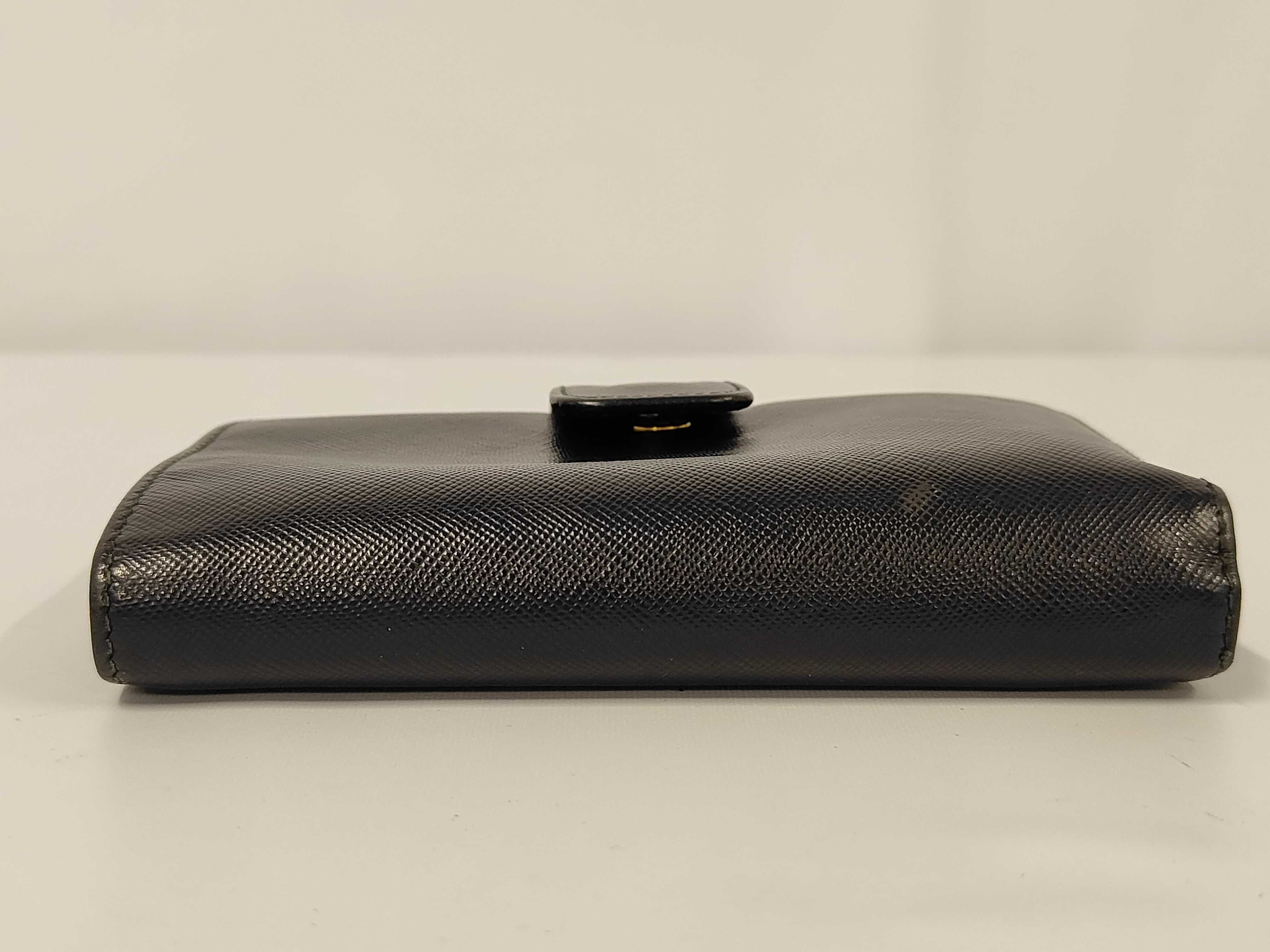 Saffiano Leather Bi-fold Wallet, Card Holder, Black — view 4