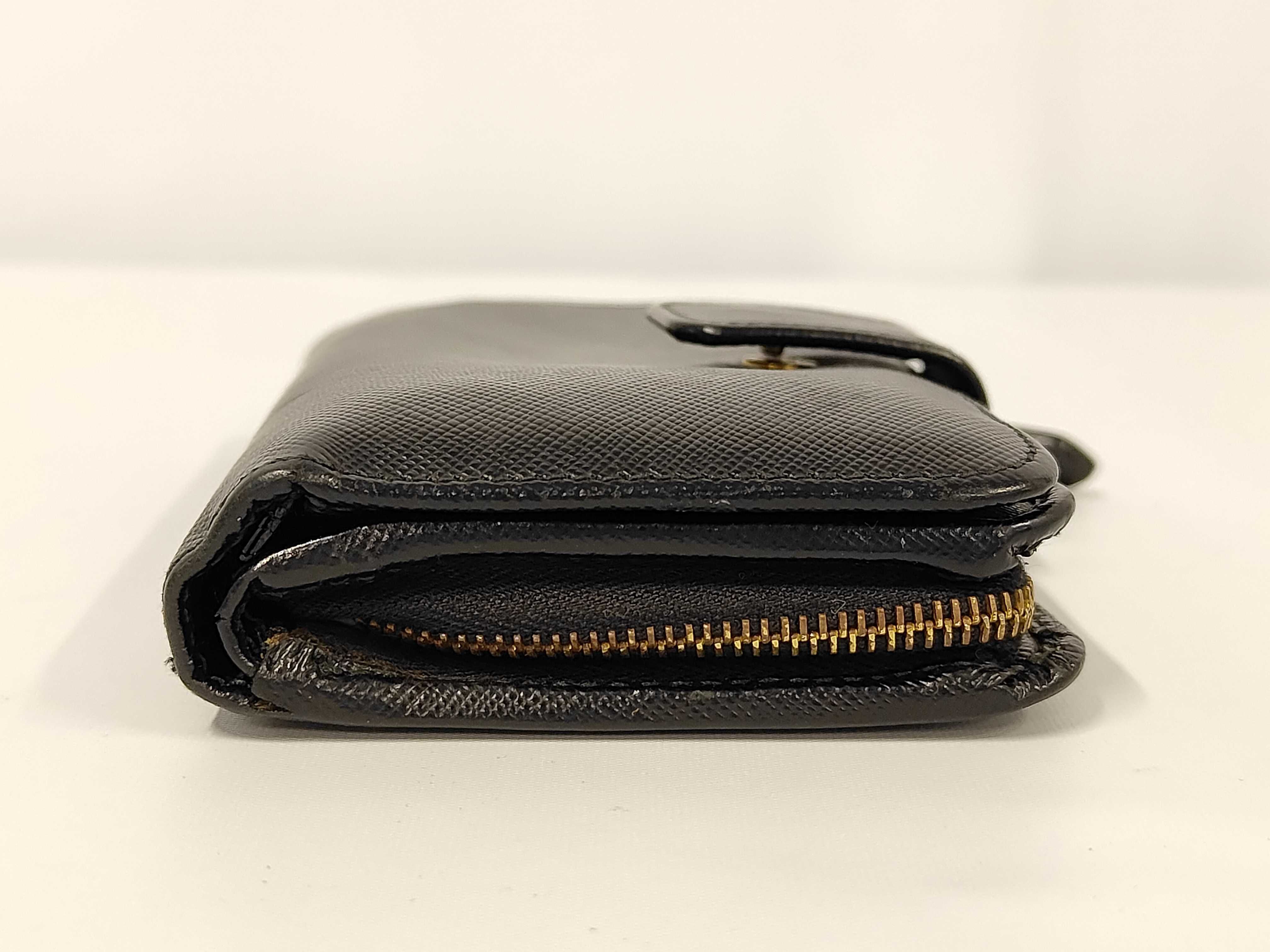 Saffiano Leather Bi-fold Wallet, Card Holder, Black — view 5