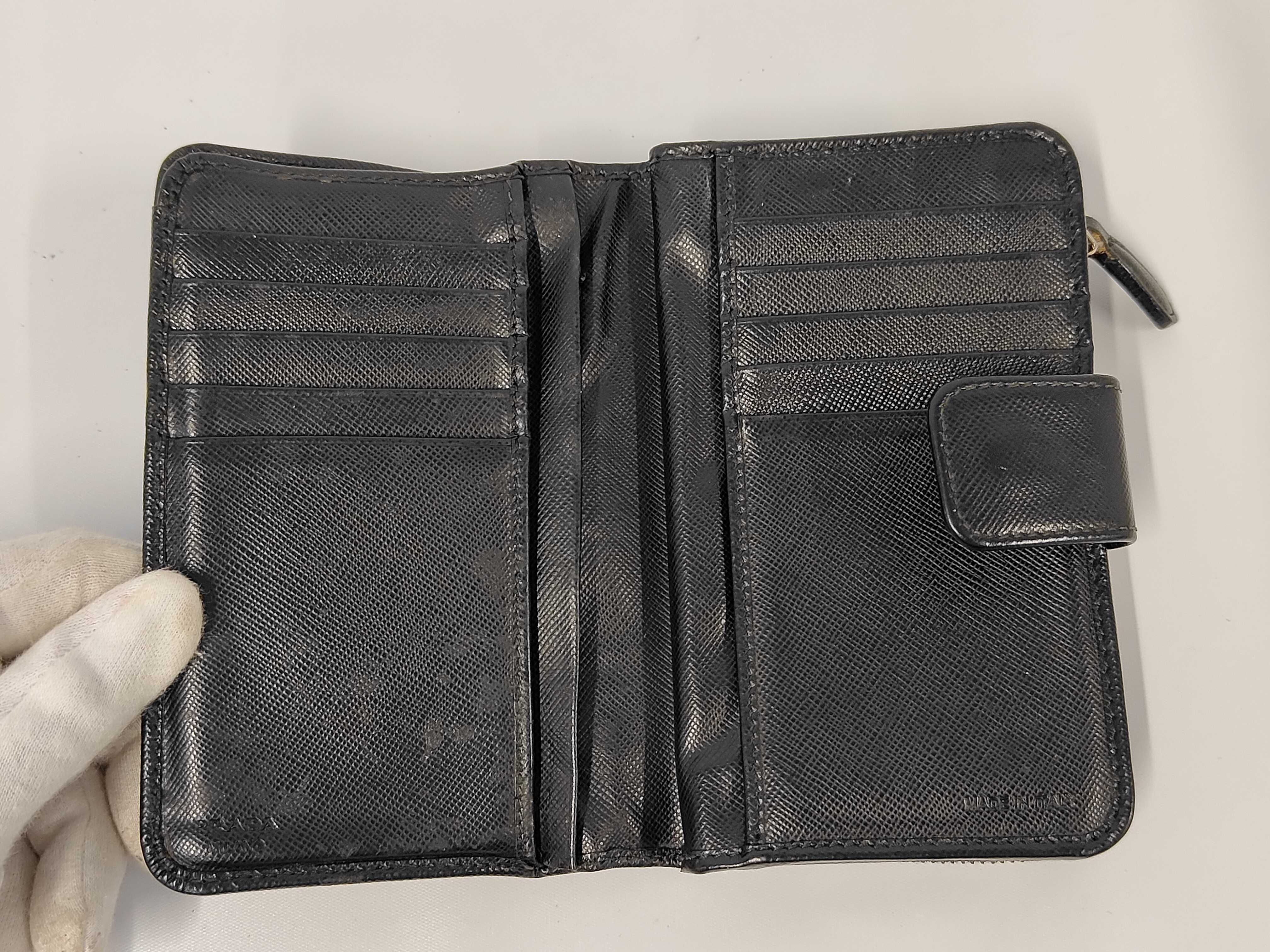 Saffiano Leather Bi-fold Wallet, Card Holder, Black — view 7