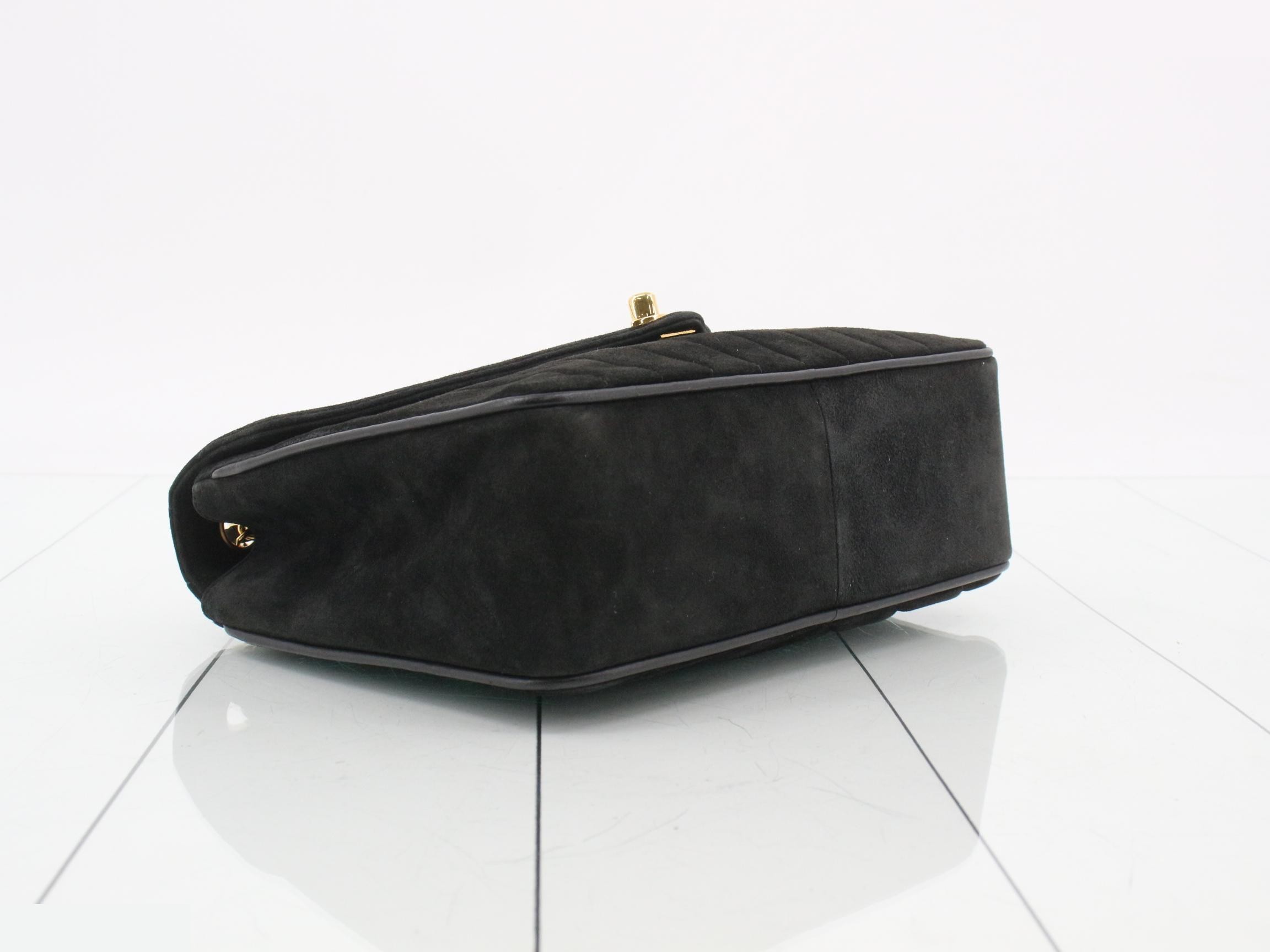 Mademoiselle Suede Shoulder Bag, Black — view 5