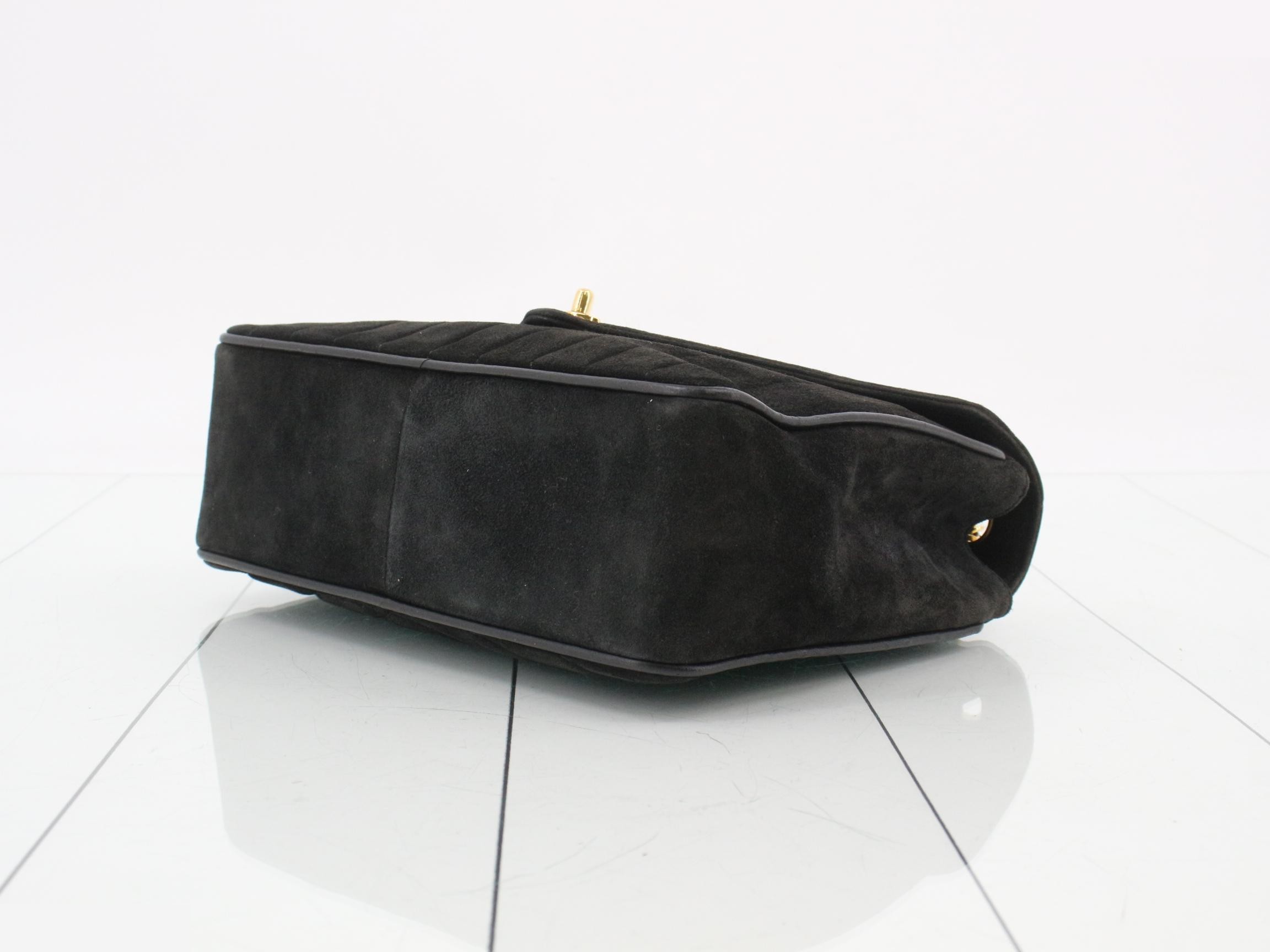 Mademoiselle Suede Shoulder Bag, Black — view 6