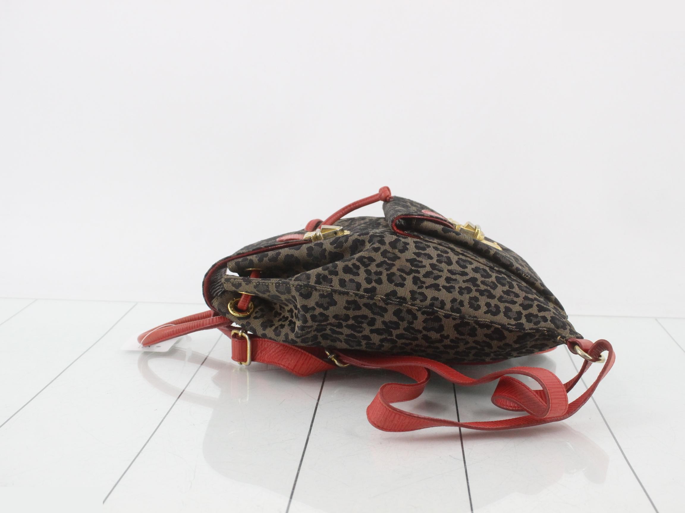 Backpack, leopard print x red — view 4