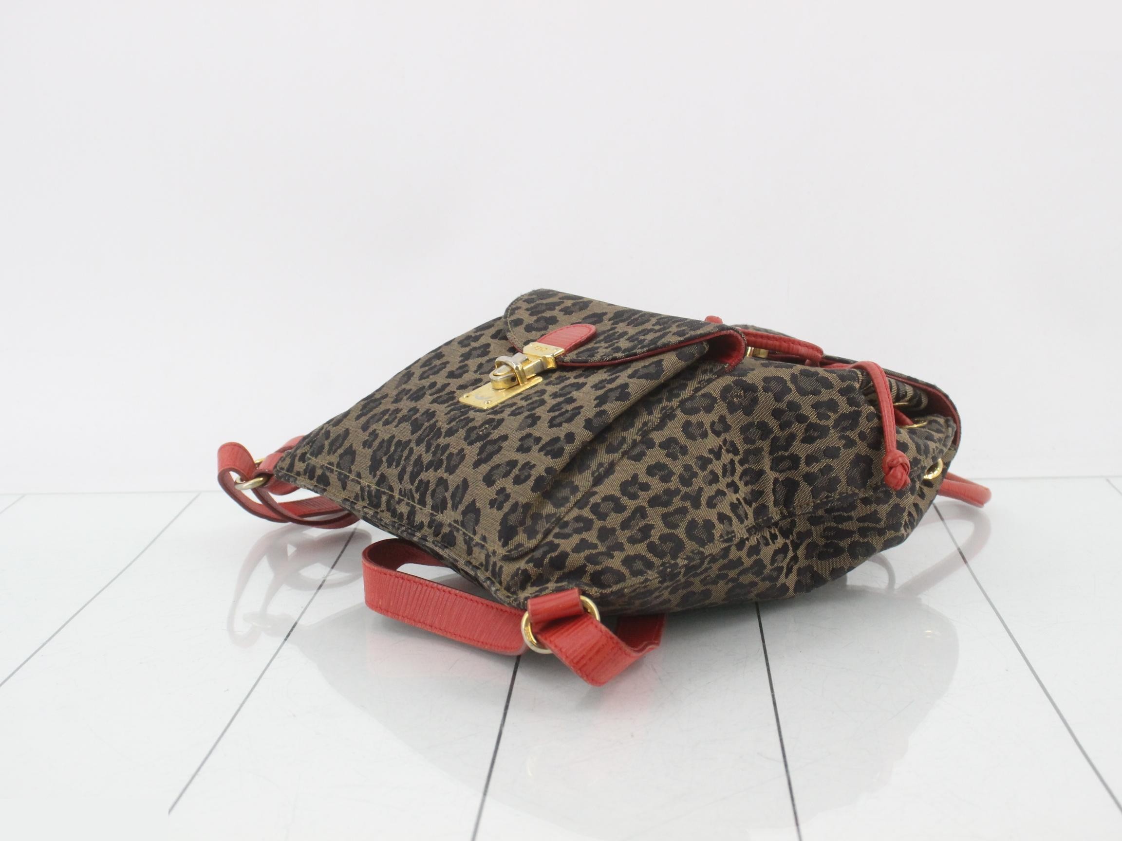 Backpack, leopard print x red — view 6
