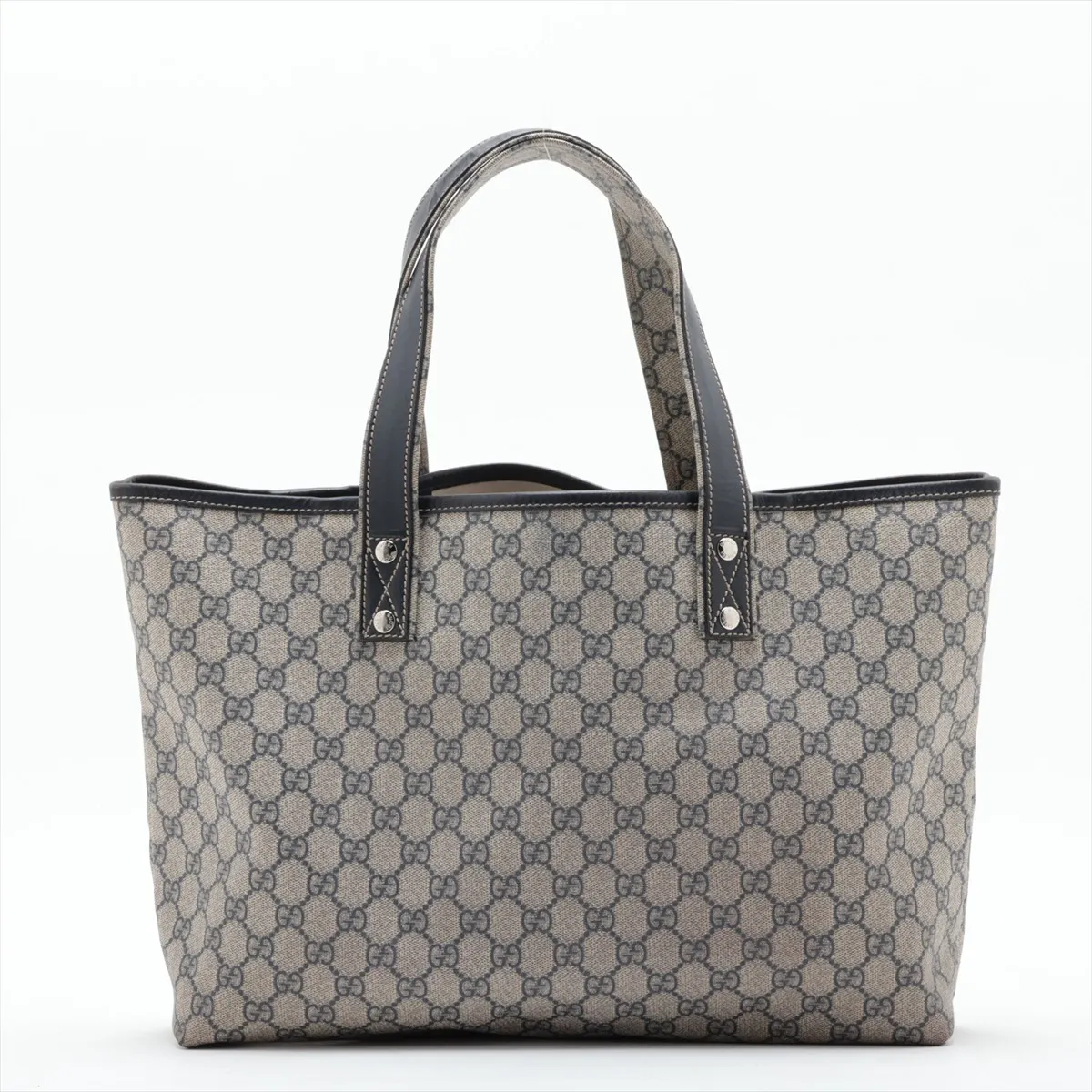GG Supreme 211134 PVC x Leather Tote Bag, Navy — view 2