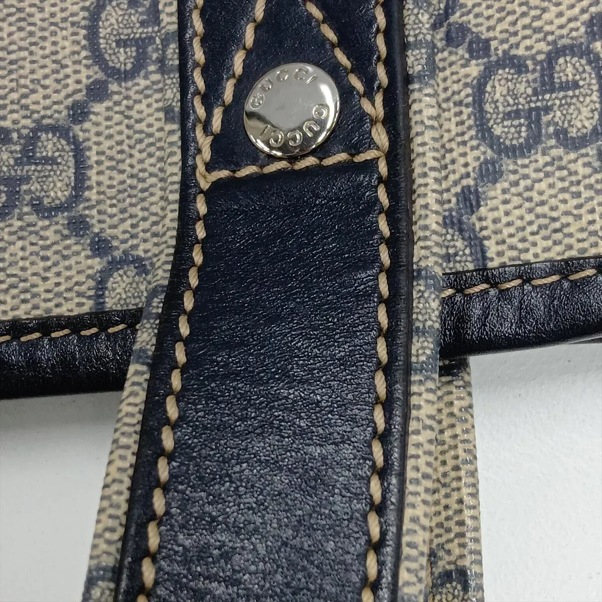 GG Supreme 211134 PVC x Leather Tote Bag, Navy — view 13