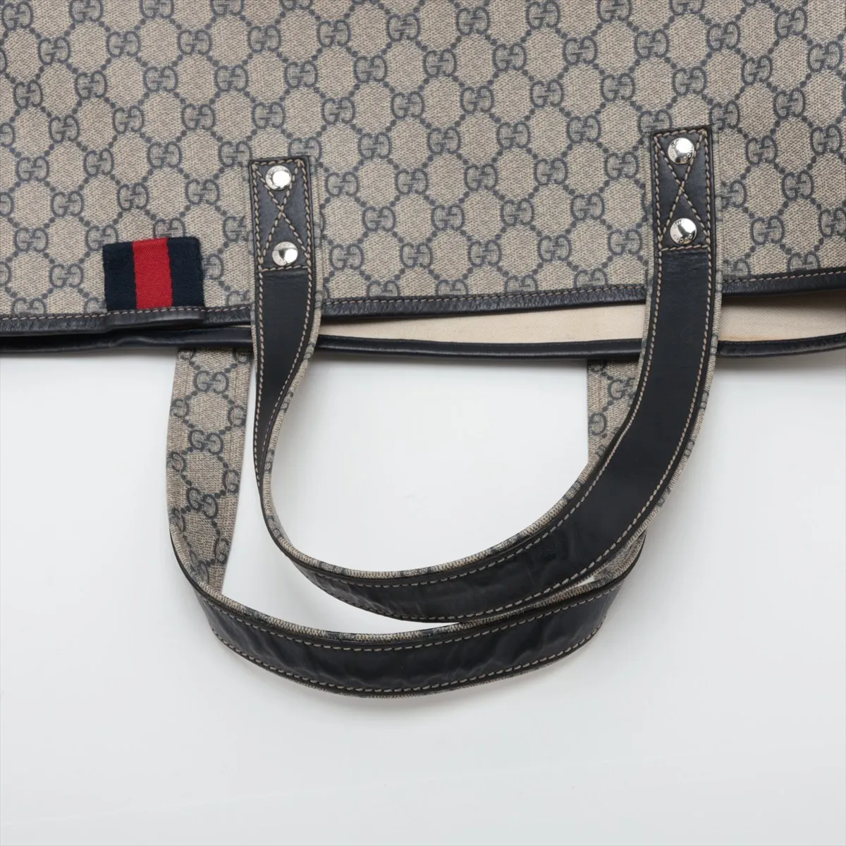 GG Supreme 211134 PVC x Leather Tote Bag, Navy — view 5