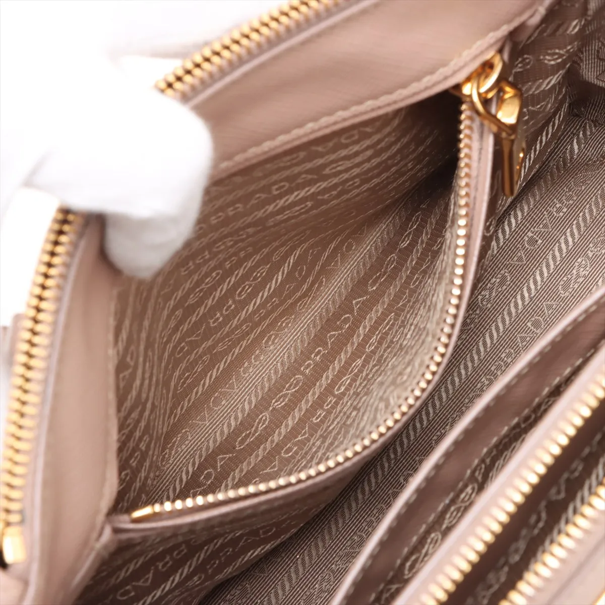 Saffiano Luxe Leather 2WAY Handbag Beige 1BA896 — view 11