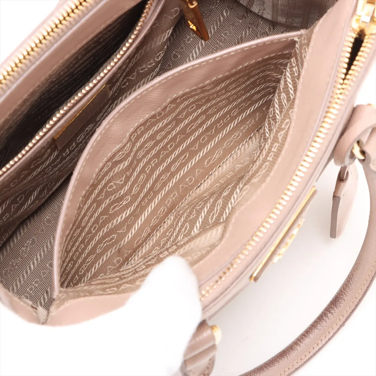 Saffiano Luxe Leather 2WAY Handbag Beige 1BA896 — view 12