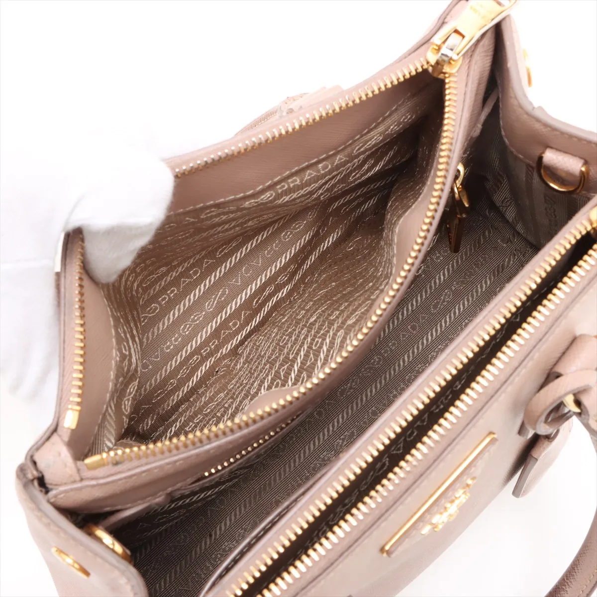 Saffiano Luxe Leather 2WAY Handbag Beige 1BA896 — view 9