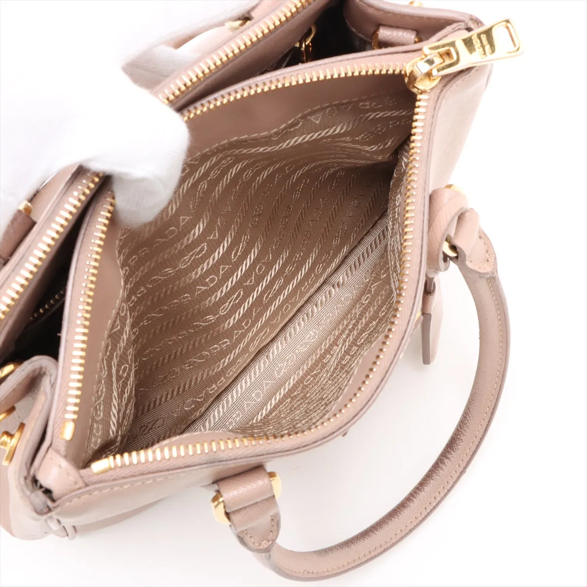 Saffiano Luxe Leather 2WAY Handbag Beige 1BA896 — view 10