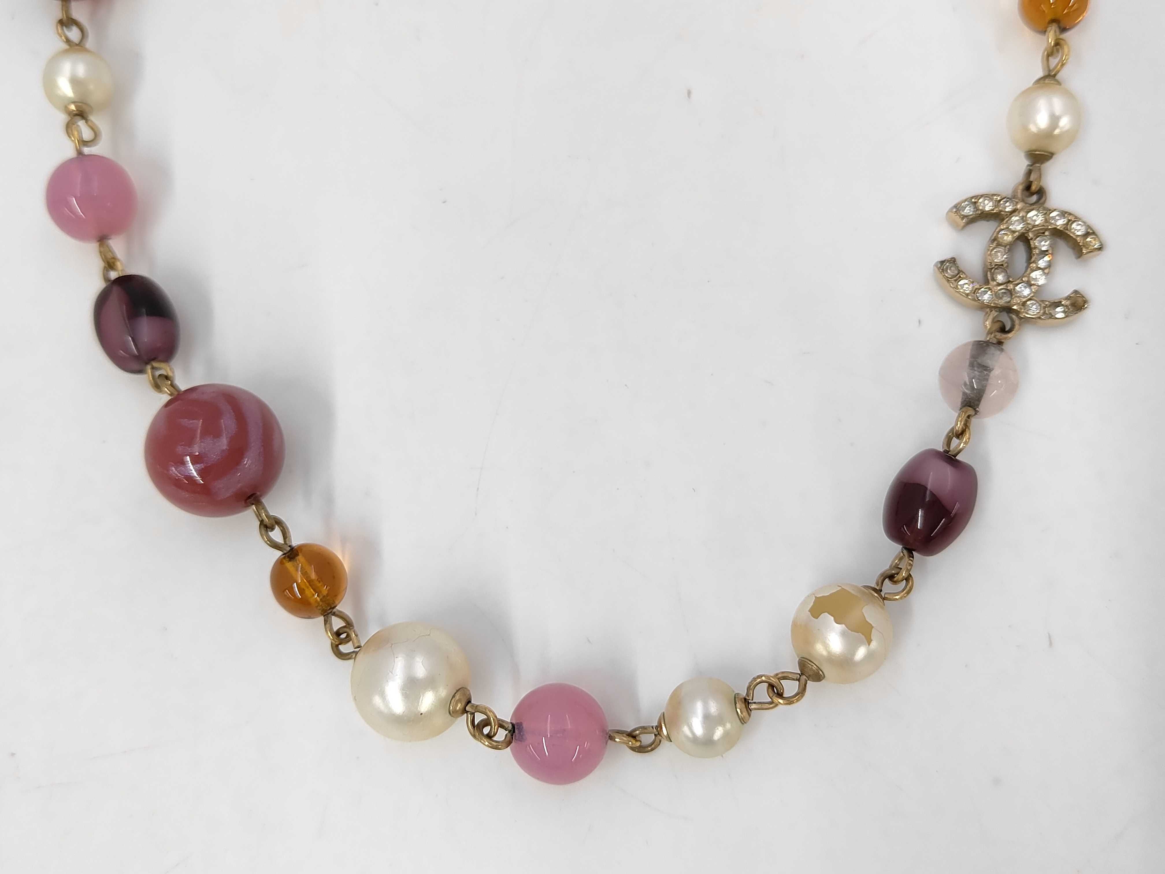 Coco Mark Rhinestone Pearl Necklace