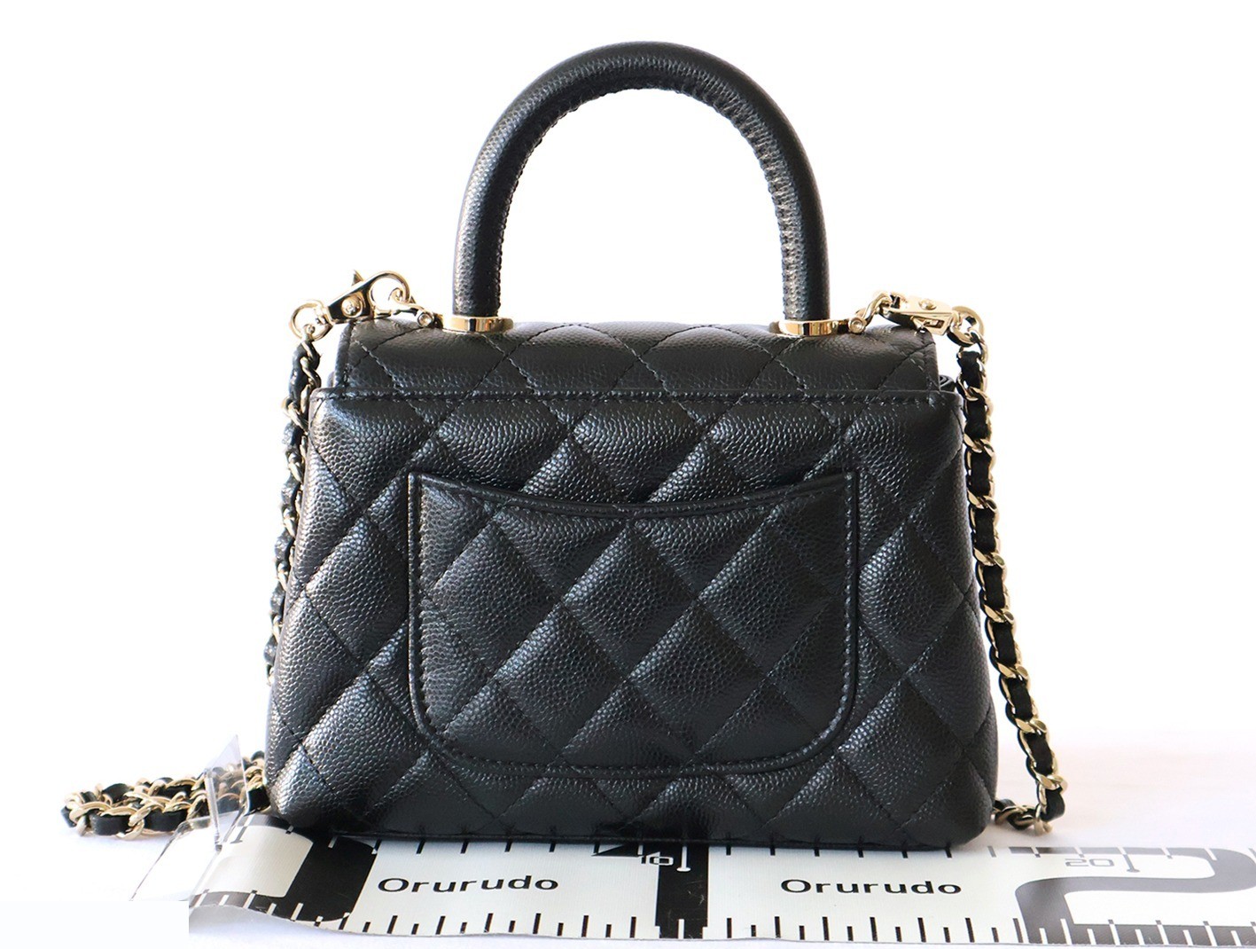 Caviar Skin Coco Handle XXS 2-Way Chain Shoulder Bag, Black — view 2