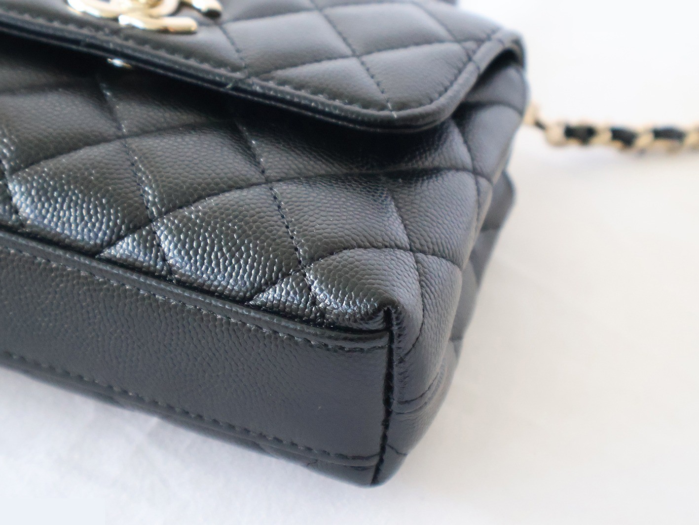 Caviar Skin Coco Handle XXS 2-Way Chain Shoulder Bag, Black — view 4