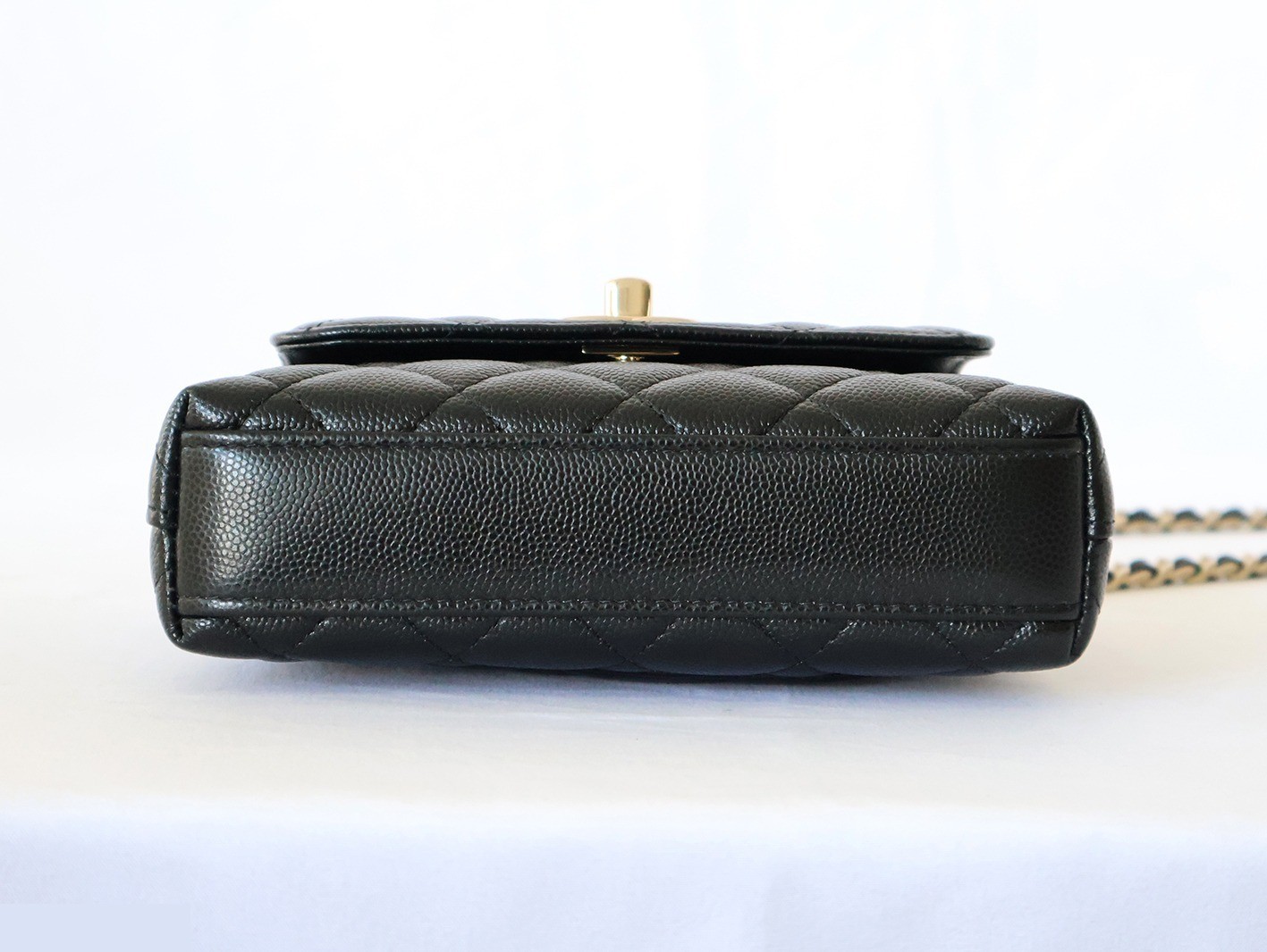 Caviar Skin Coco Handle XXS 2-Way Chain Shoulder Bag, Black — view 5