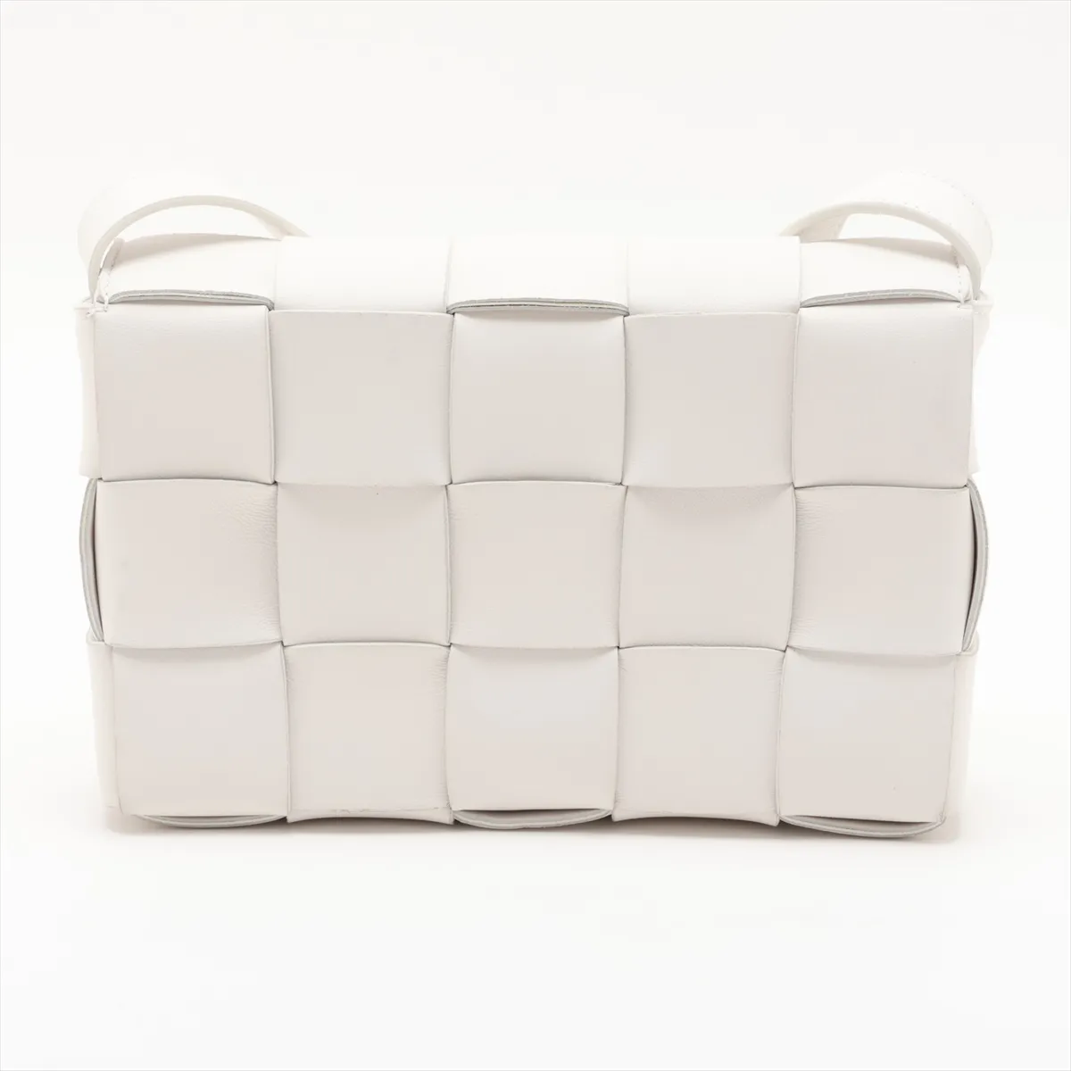 Maxi Intrecciato Cassette Leather Shoulder Bag, White — view 2