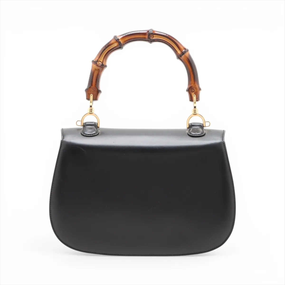 Bamboo Leather 2-Way Handbag, Black, with Mirror — view 2