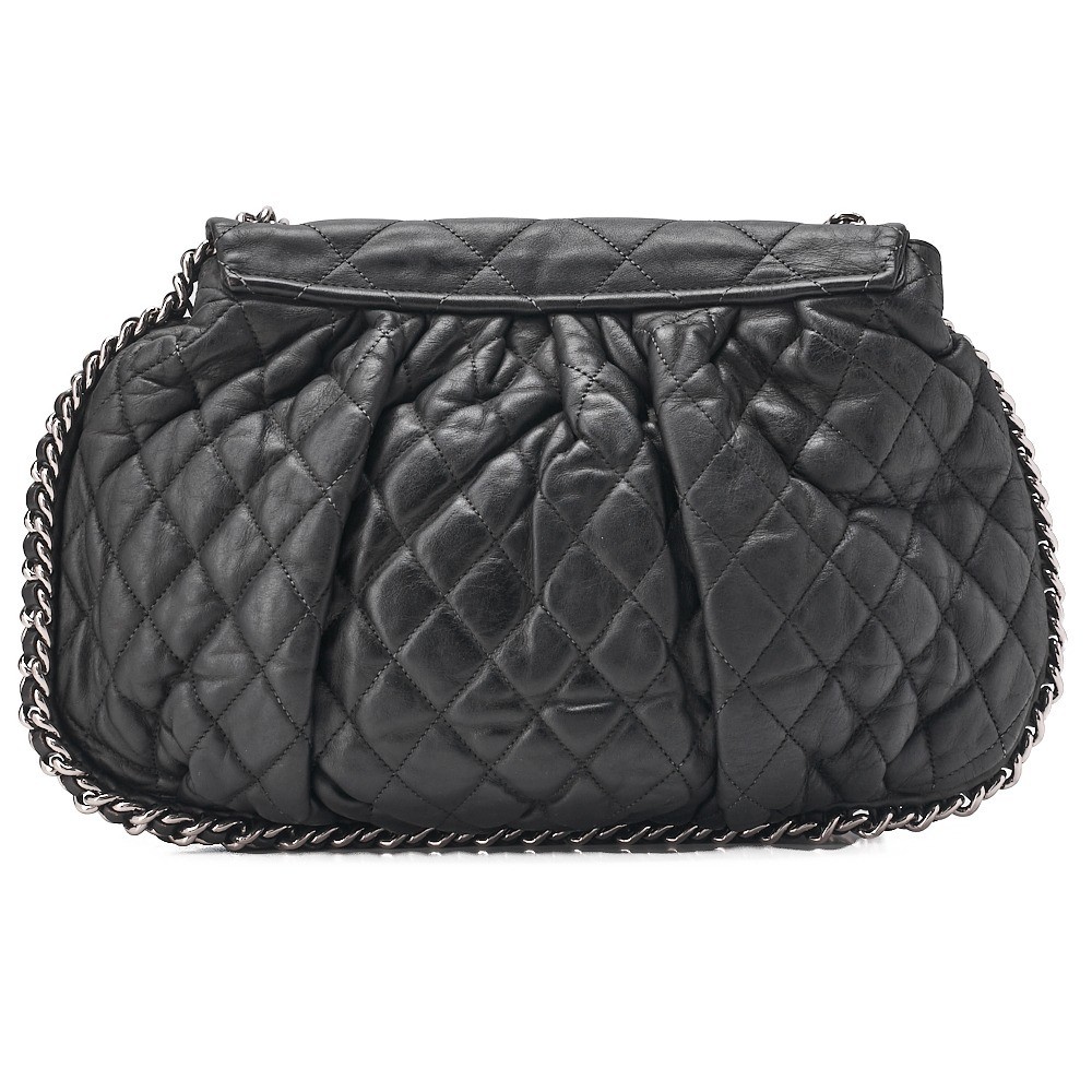 Lambskin Matelassé Chain Around Shoulder Bag, Black — view 2